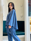 Blue Linen Harem Set