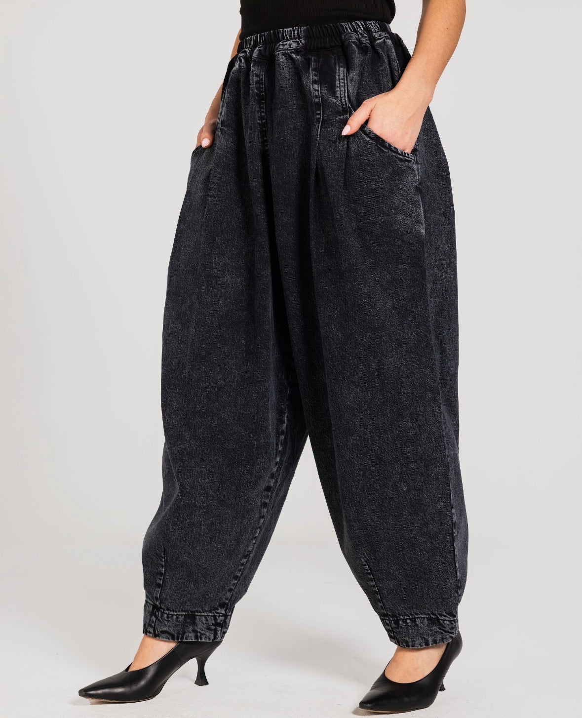 Washed Black Slouchy Everyday Denim Pants