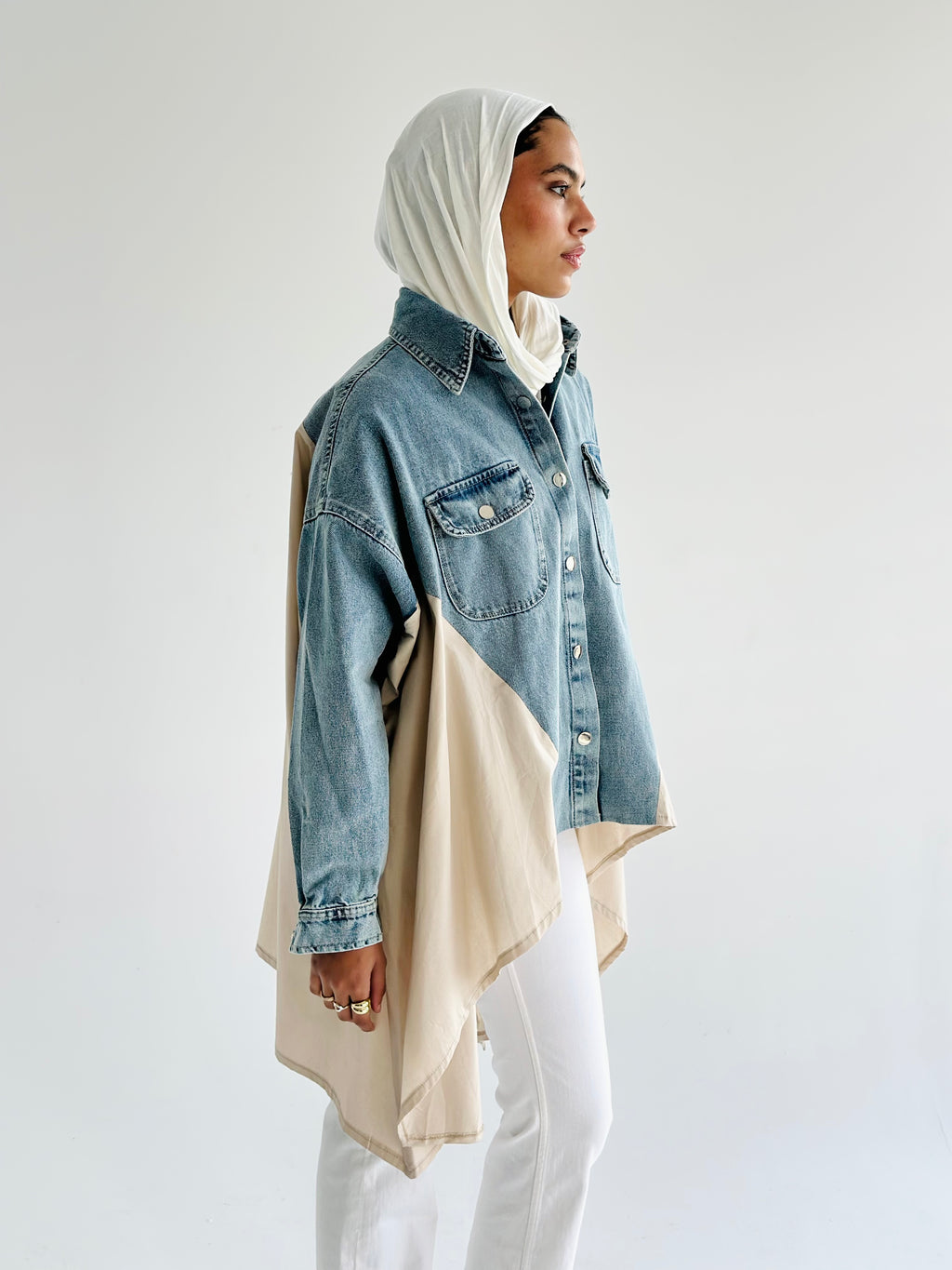 Denim X Beige Poplin Wing Jacket