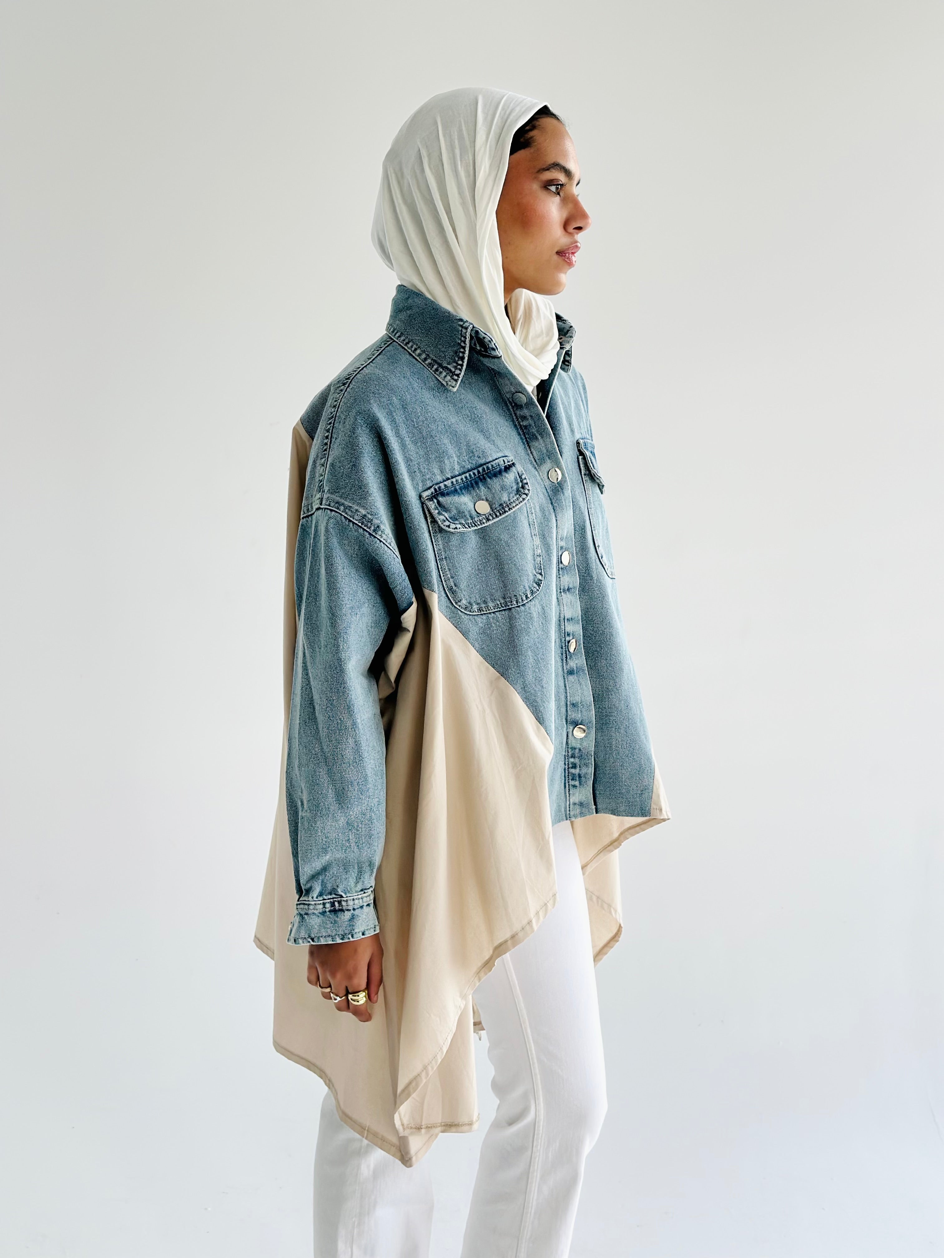 Denim X Beige Poplin Wing Jacket