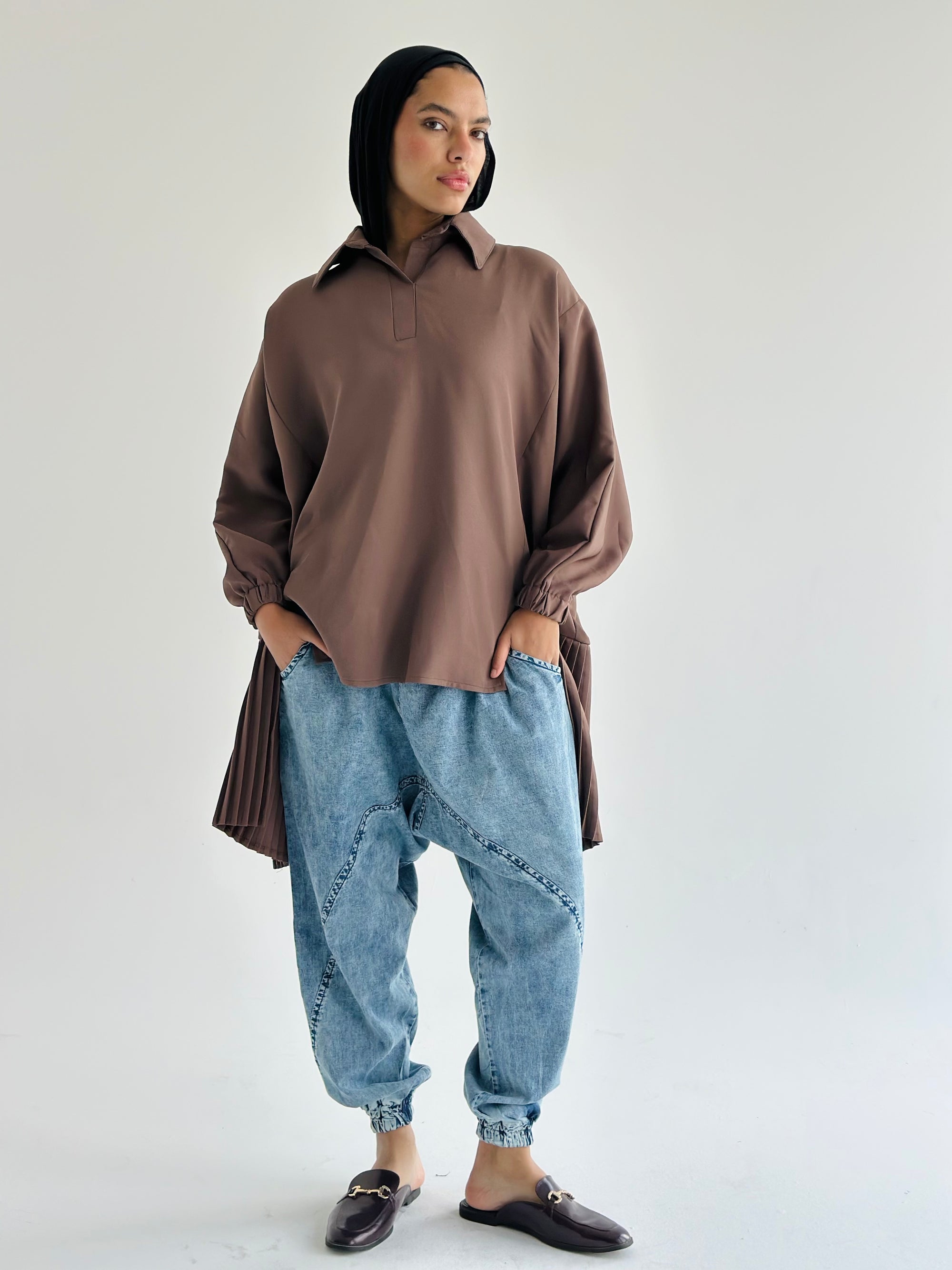 Brick Pleated Top