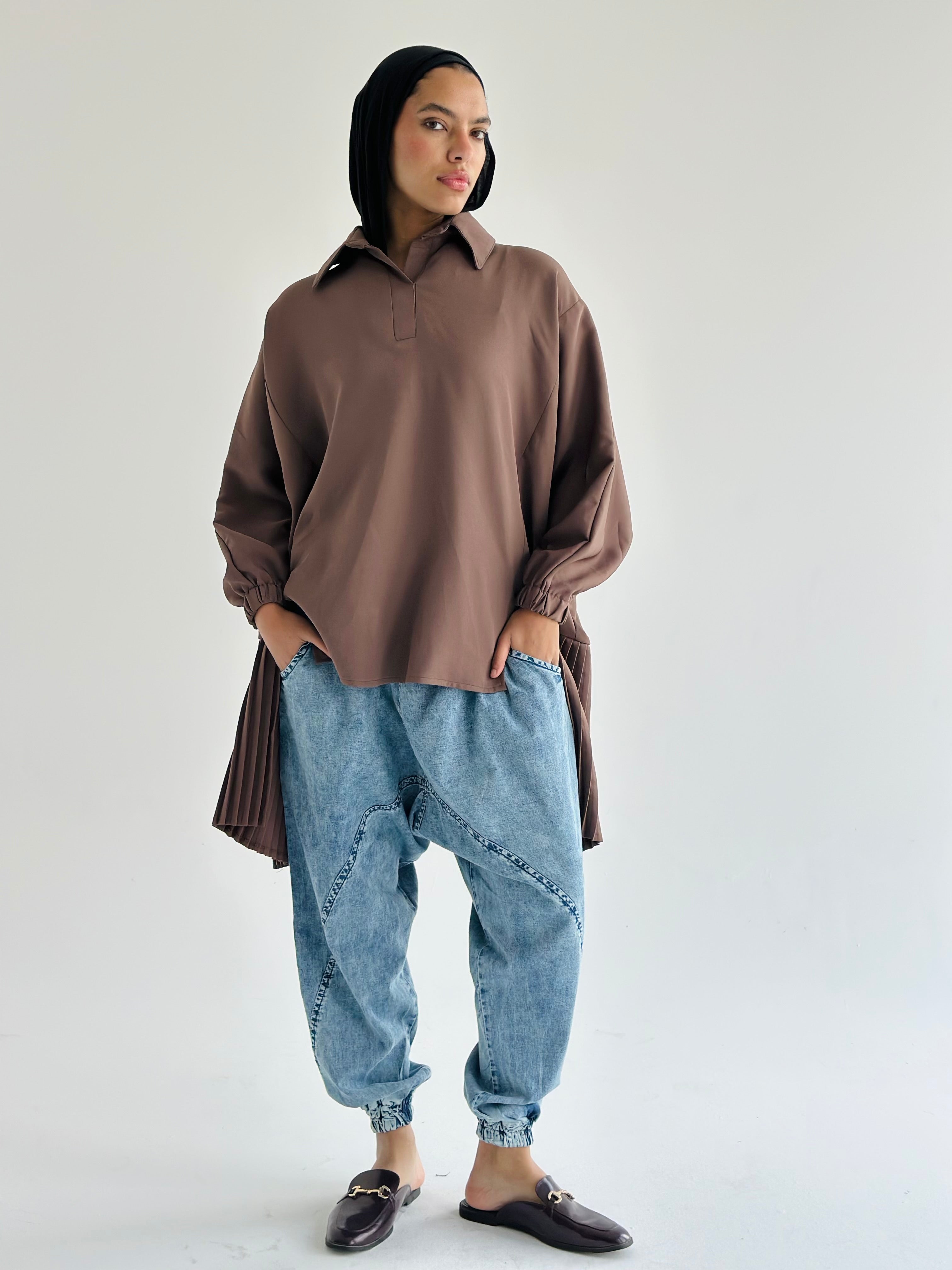 Brick Pleated Top
