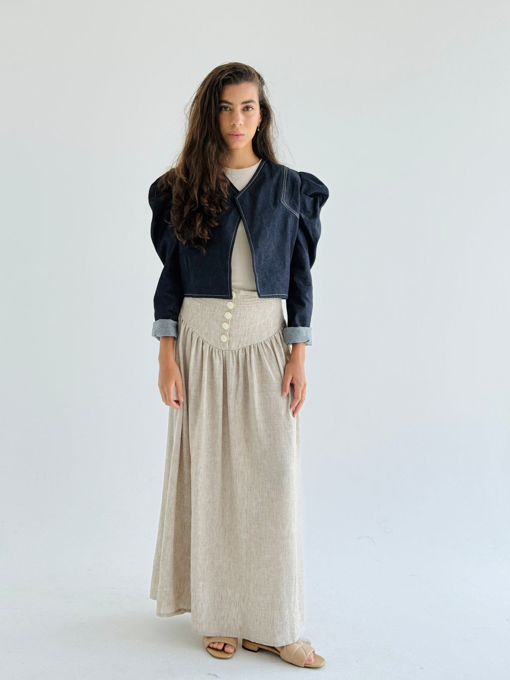 Puffed Sleeves  Denim Jacket