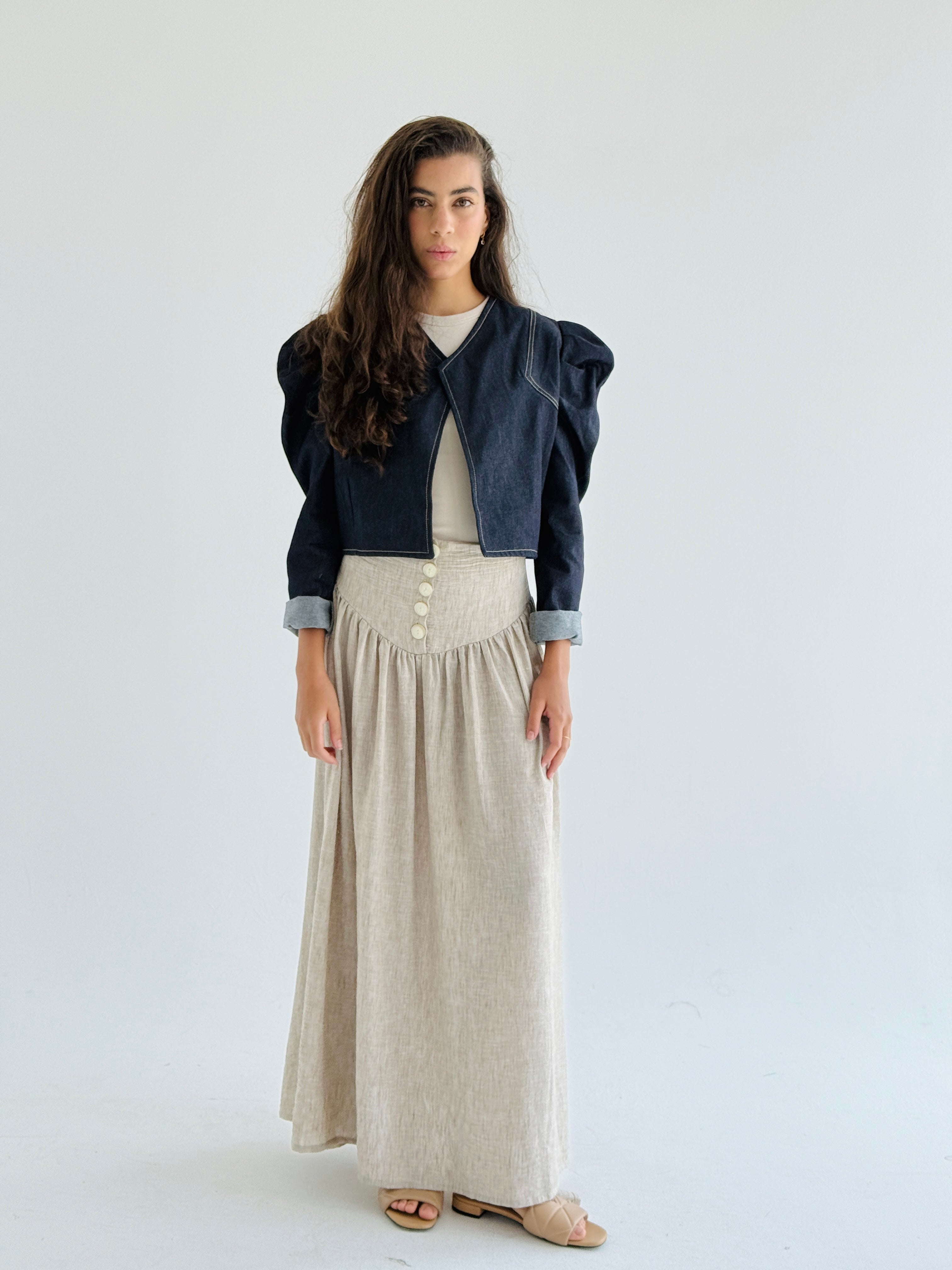 Puffed Sleeves  Denim Jacket