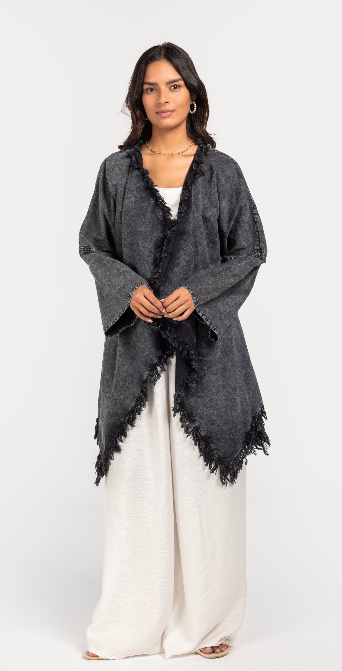 Washed Black Denim Kimono