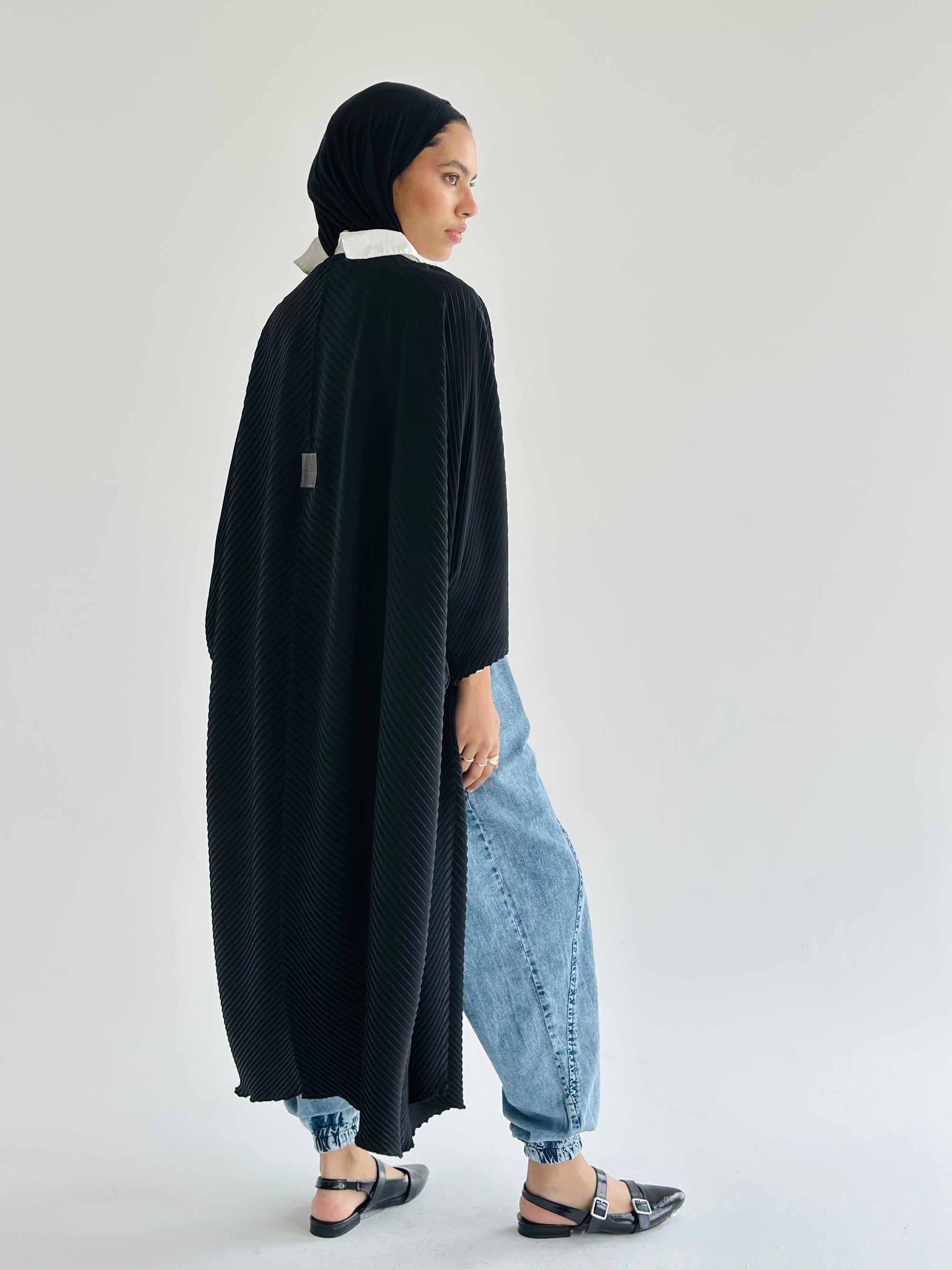 Black Pleated Cardigan