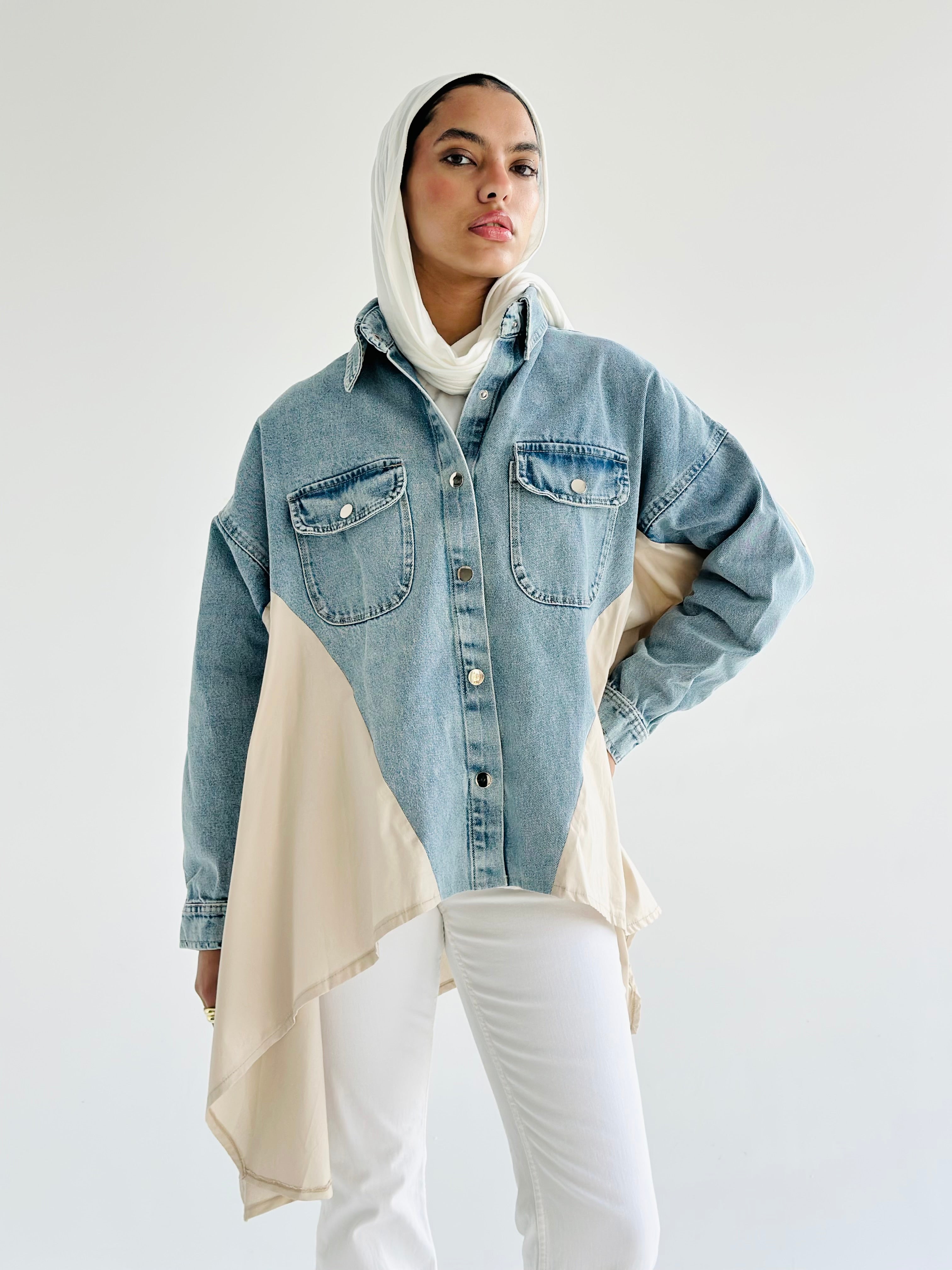 Denim X Beige Poplin Wing Jacket