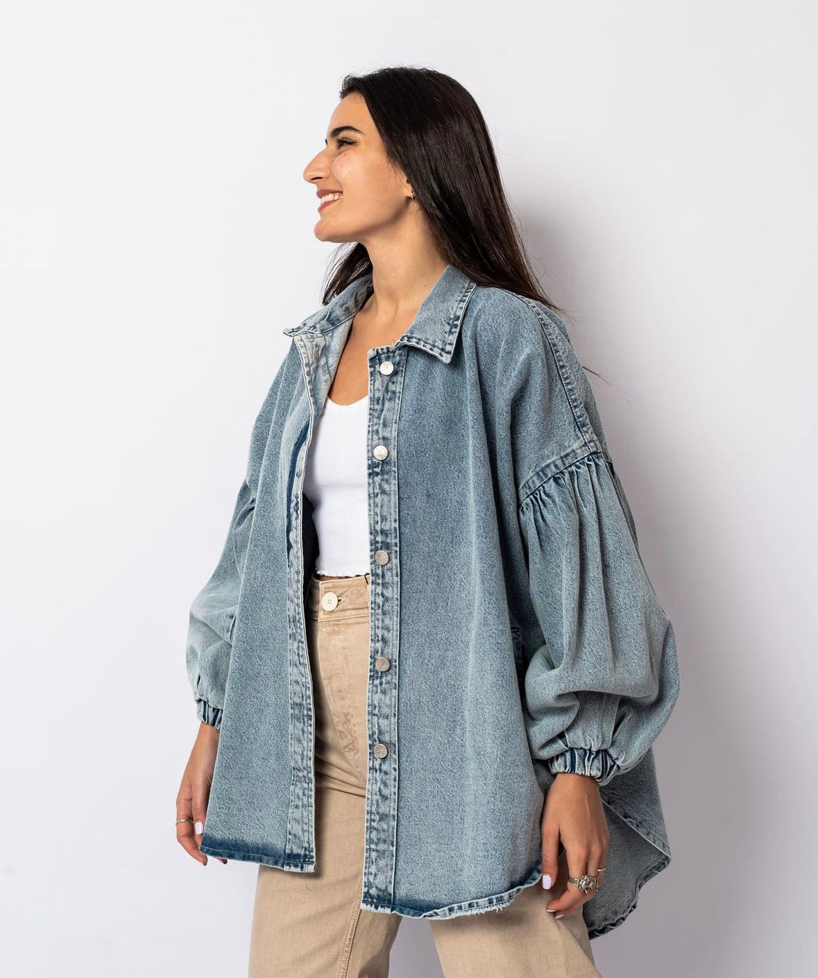 Puffy jean jacket online