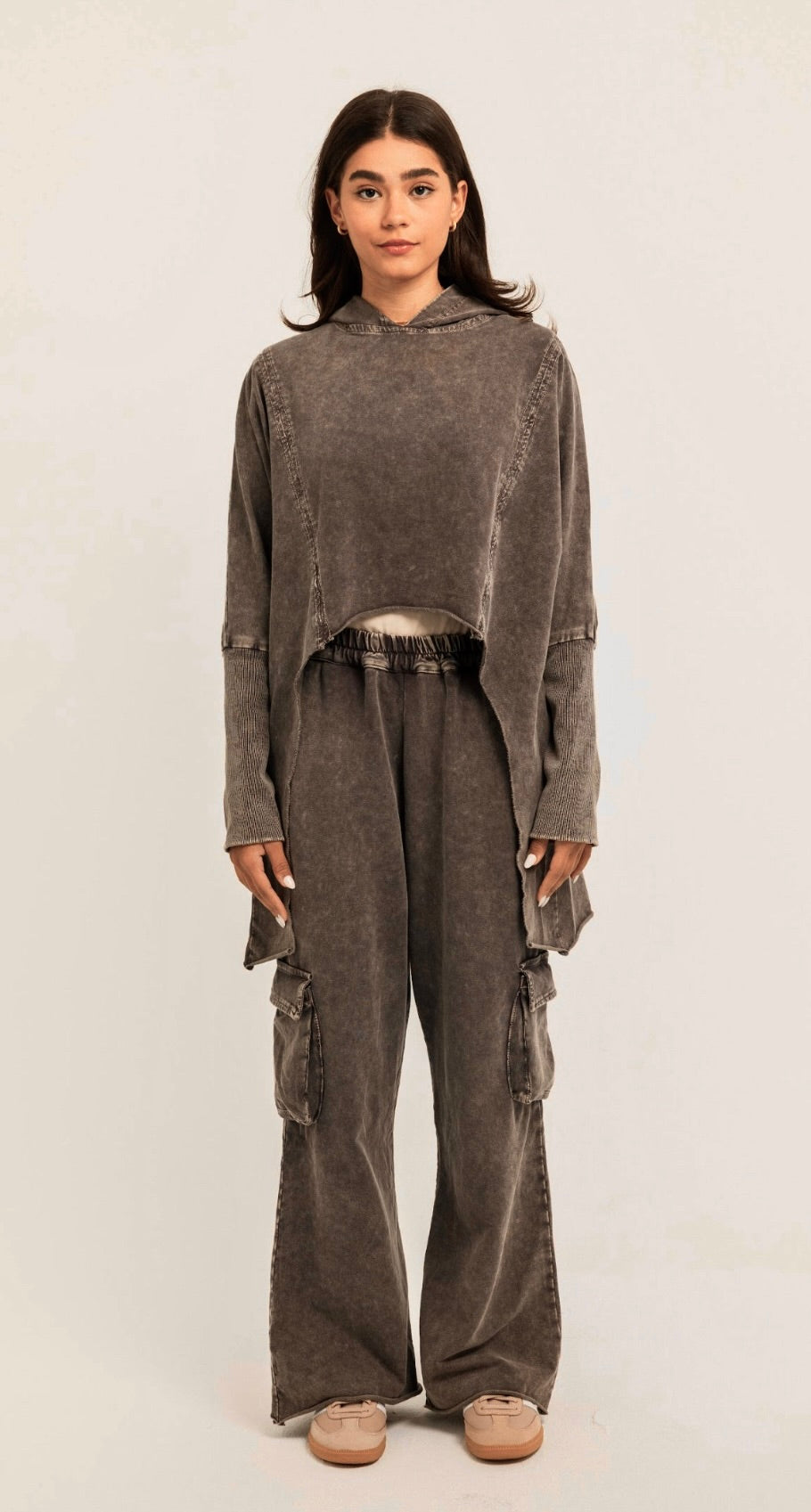 brown Cargo Washed Set
