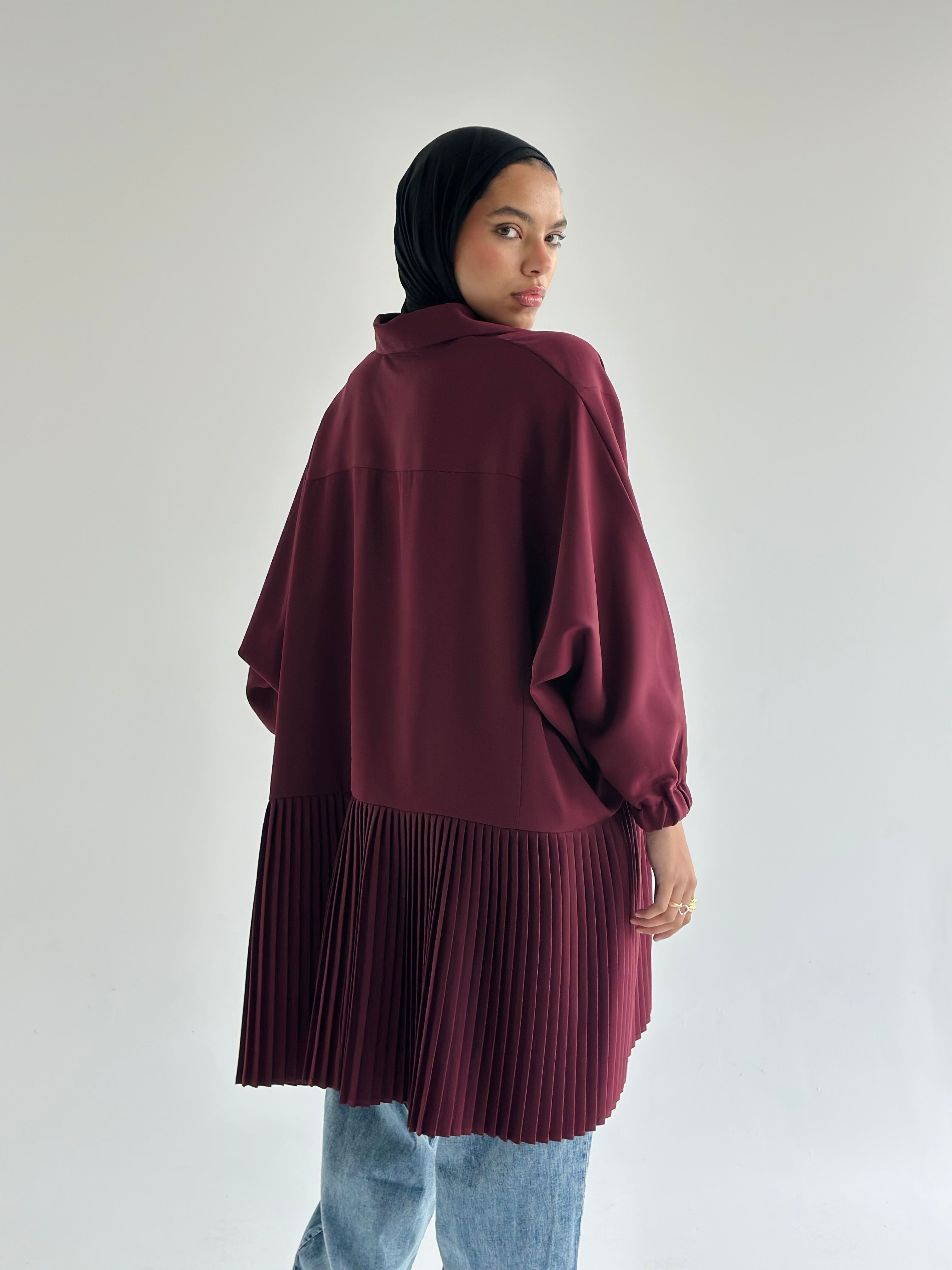 Burgundy   Pleated Top