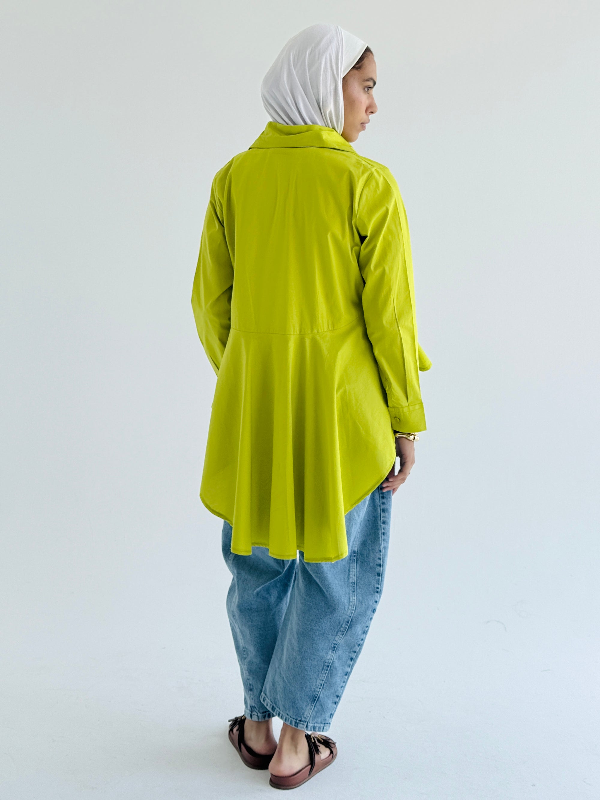 Lime Round Ruffled Poplin Shirt