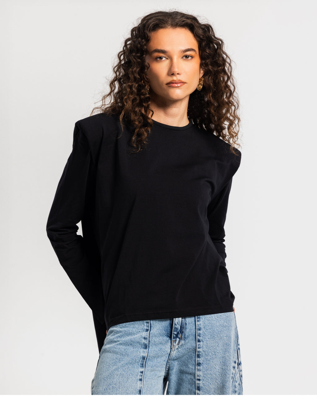 Black Bold shoulders top