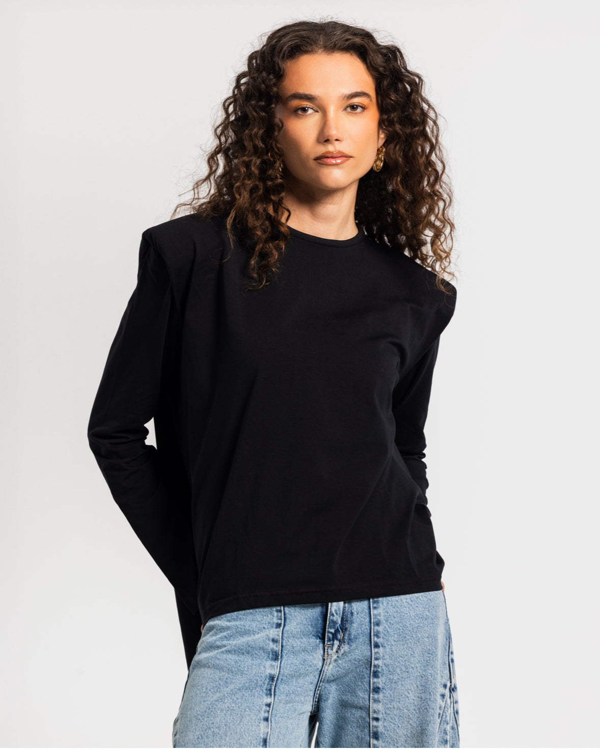 Black Bold shoulders top