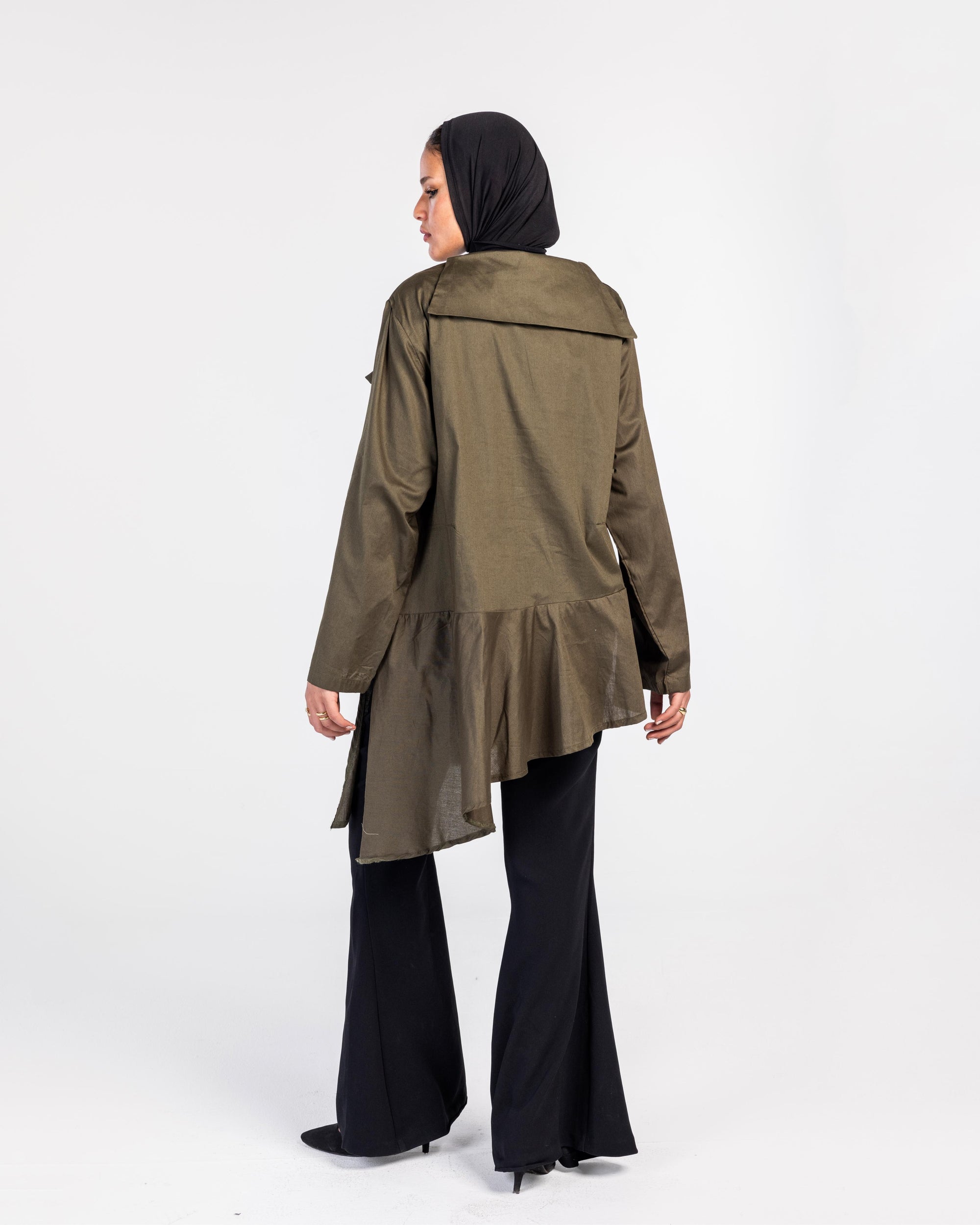 Olive Zipper Poplin Shirt