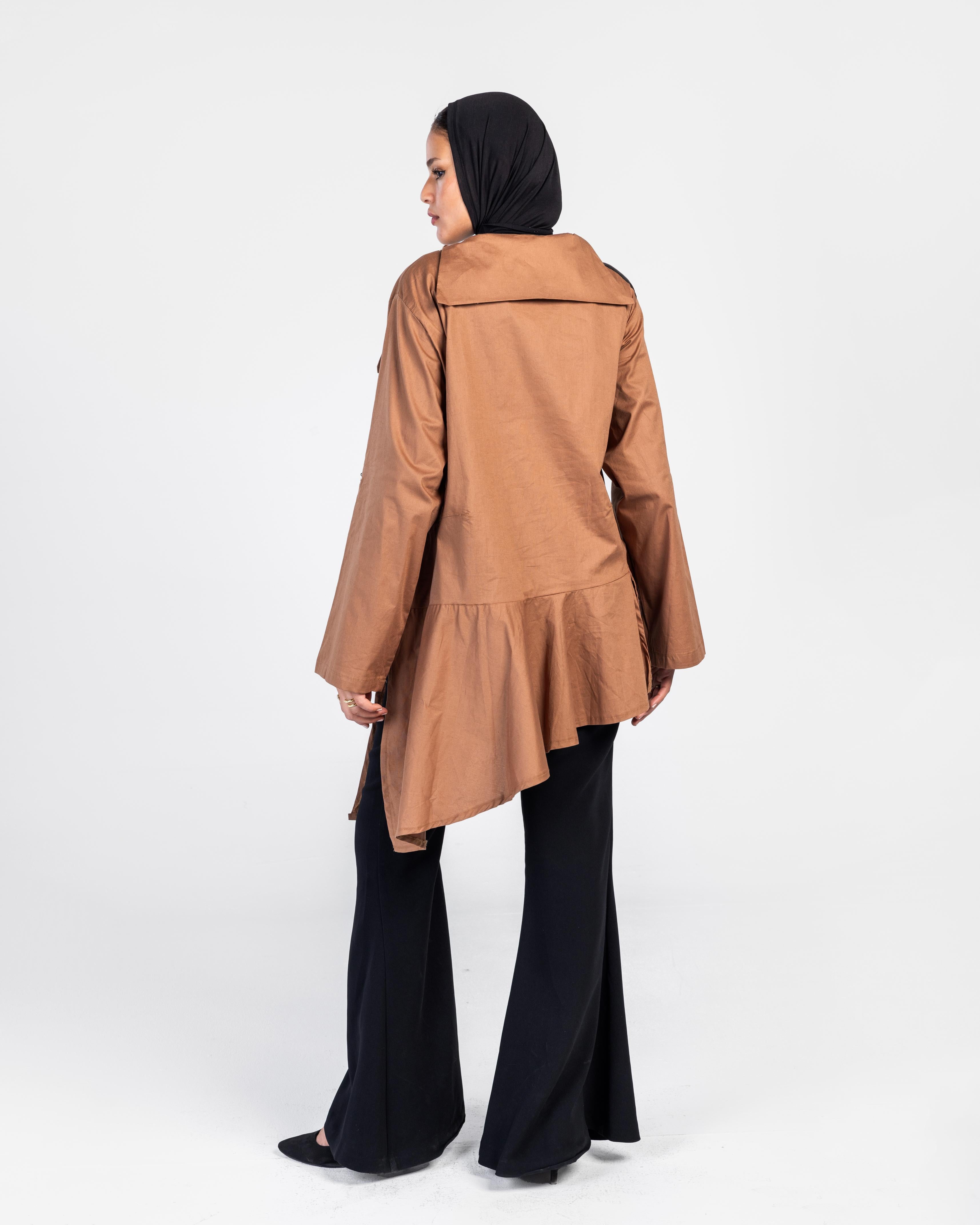 Camel Zipper Poplin Shirt