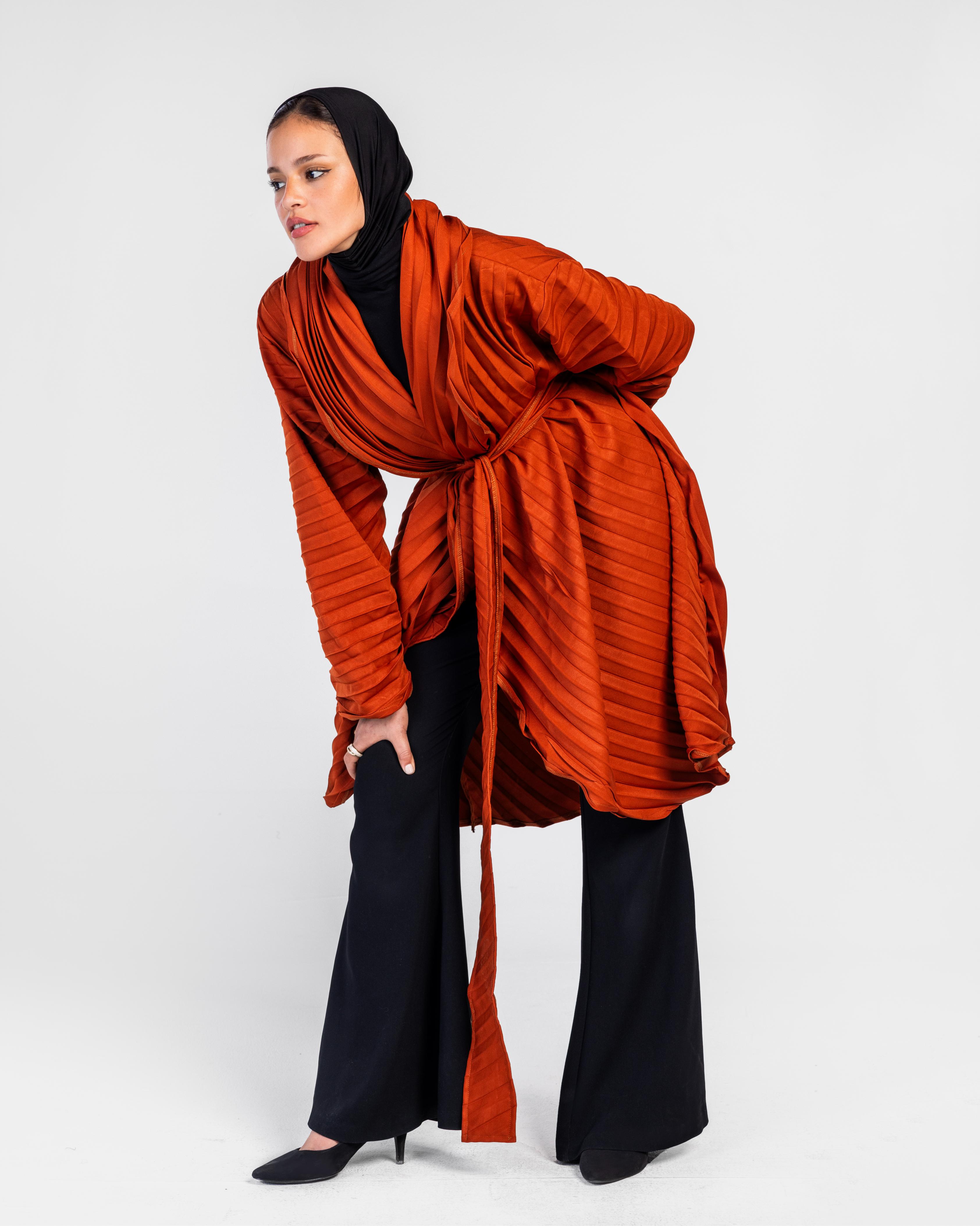 Brick Circular Pleated Cardigan