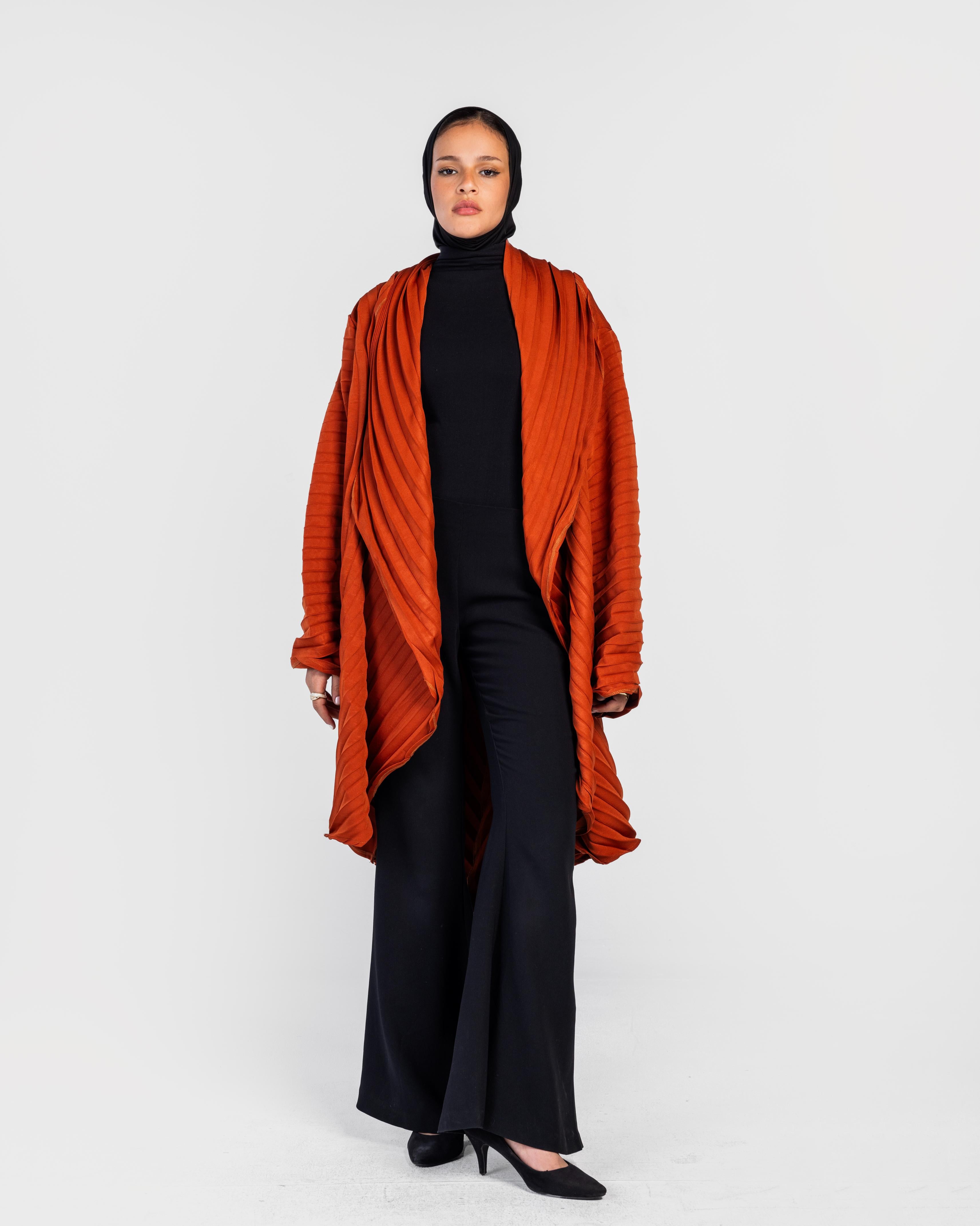Brick Circular Pleated Cardigan