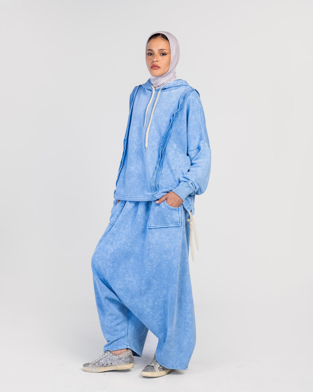 Blue Washed Sherwal Set