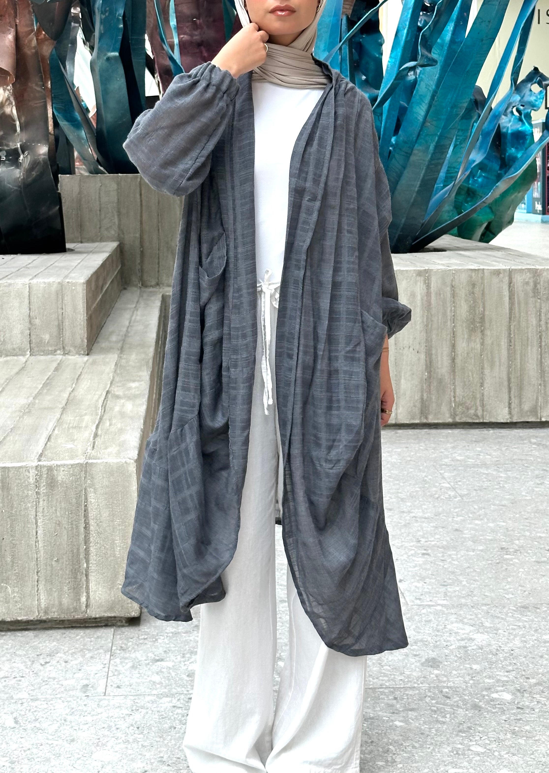 Grey Linen Voile cardigan