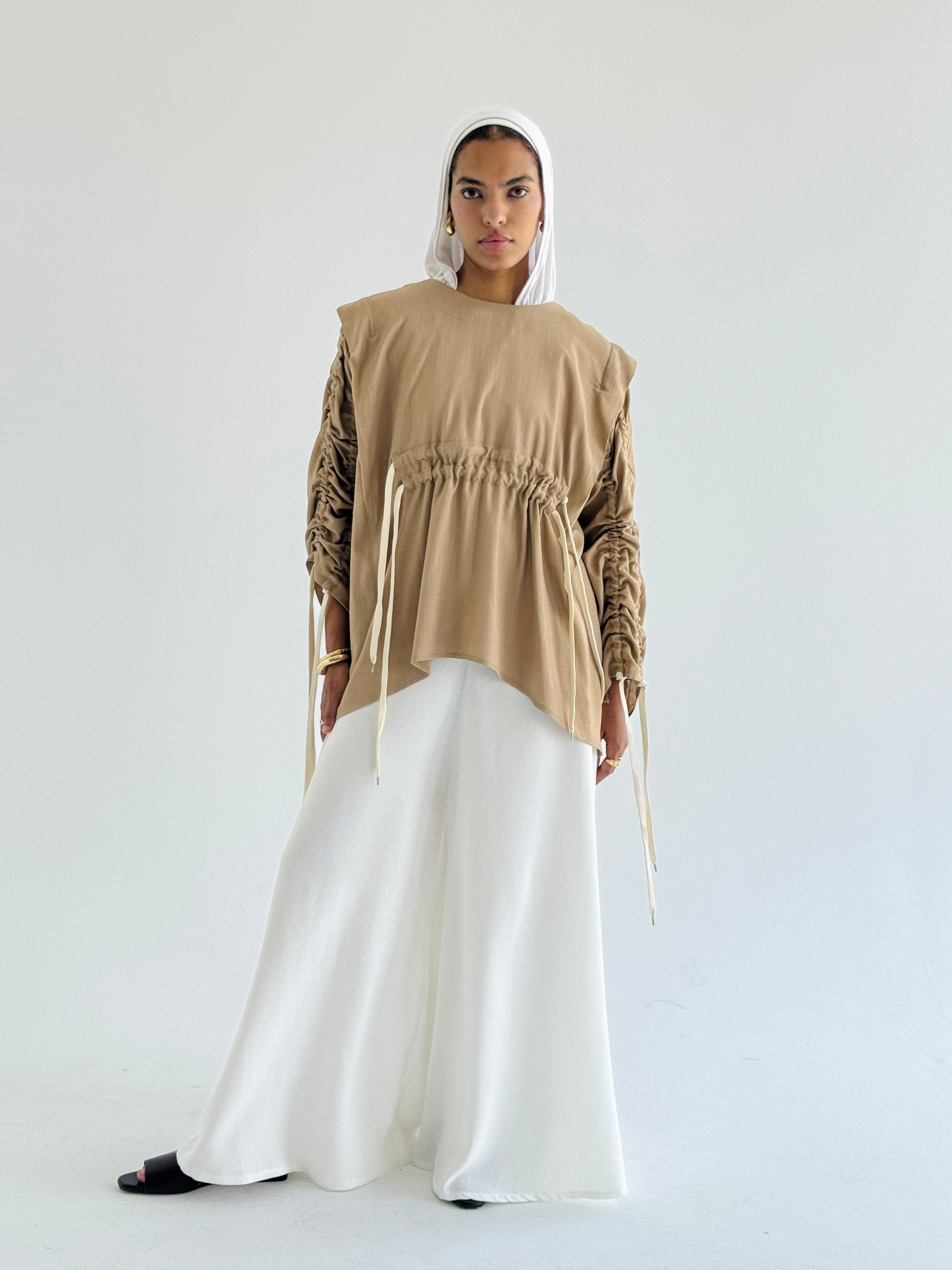 Cafe  Double Drawstring Top