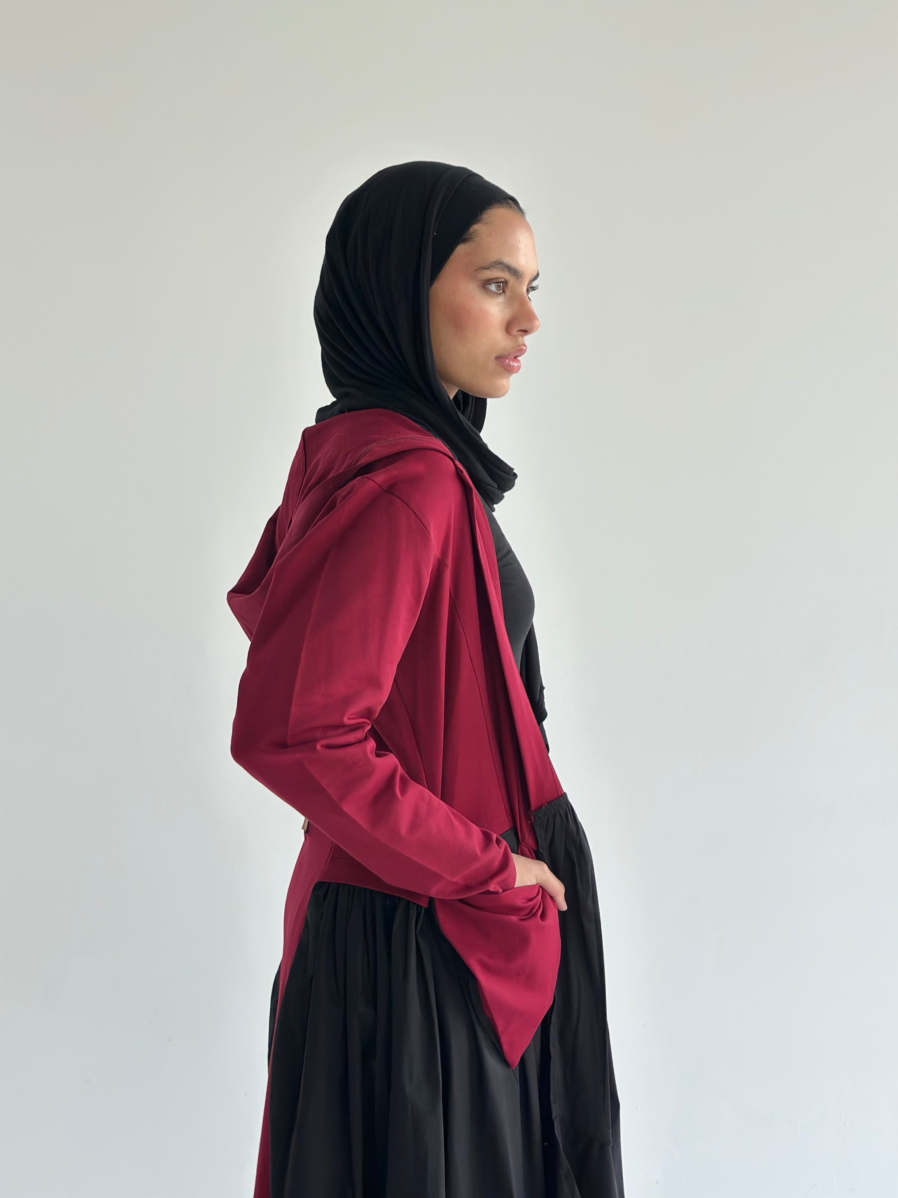 Burgundy X Black Groovy Cardigan