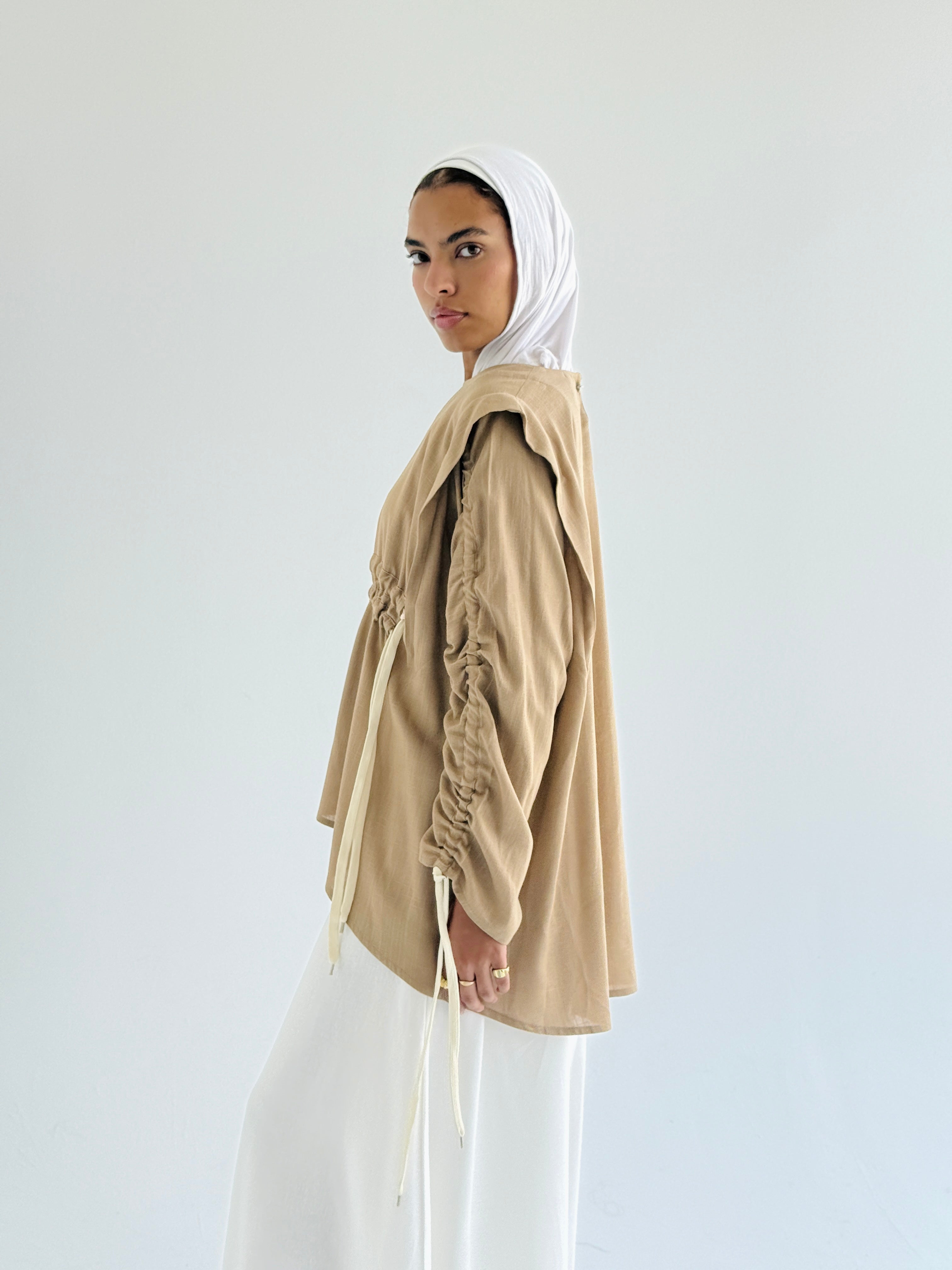 Cafe  Double Drawstring Top