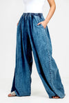 Blue Wide Leg Denim Pants