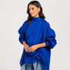 Blue Drawstring Poplin Shirt