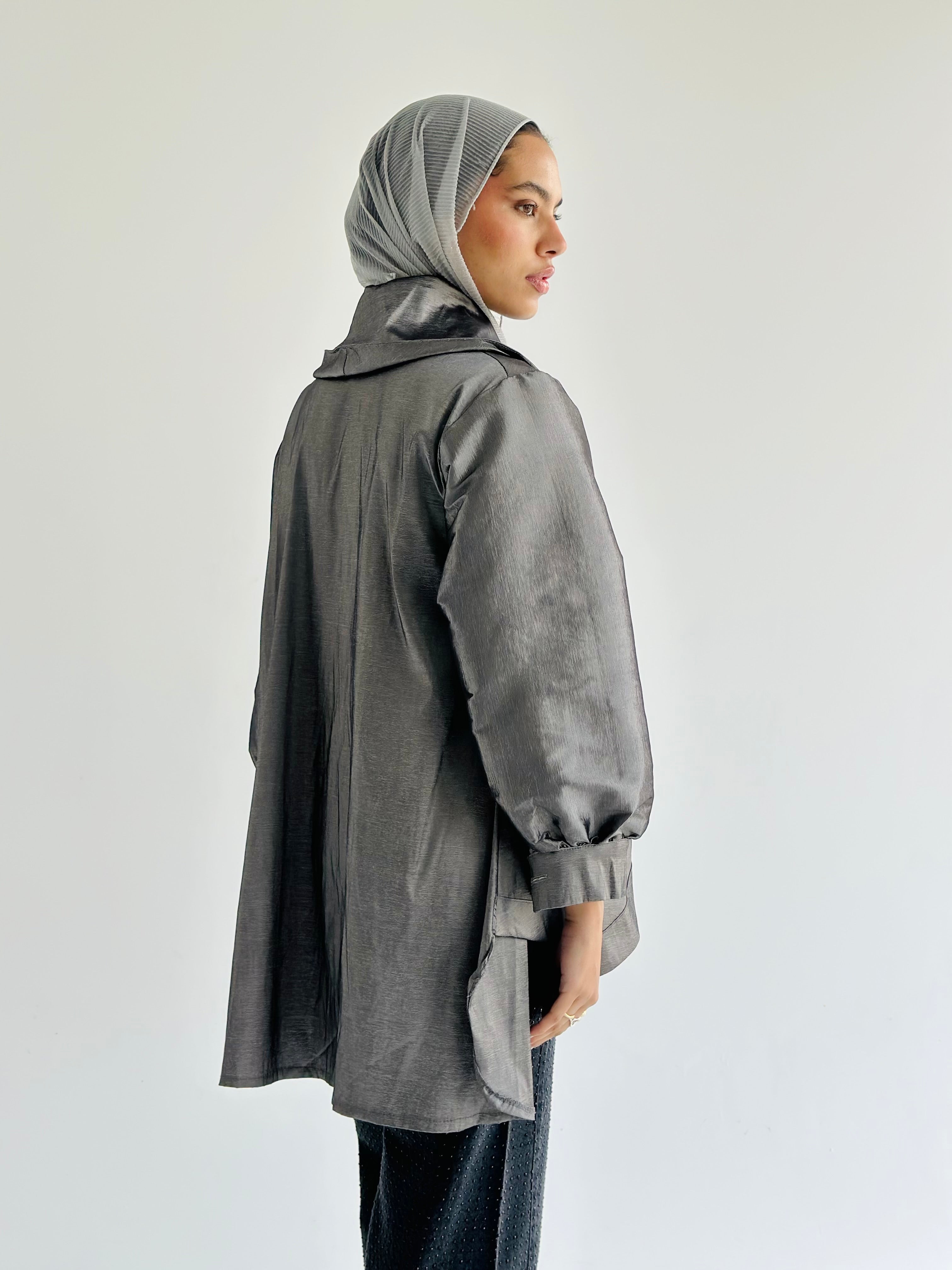 Grey High Low Taftan Shirt