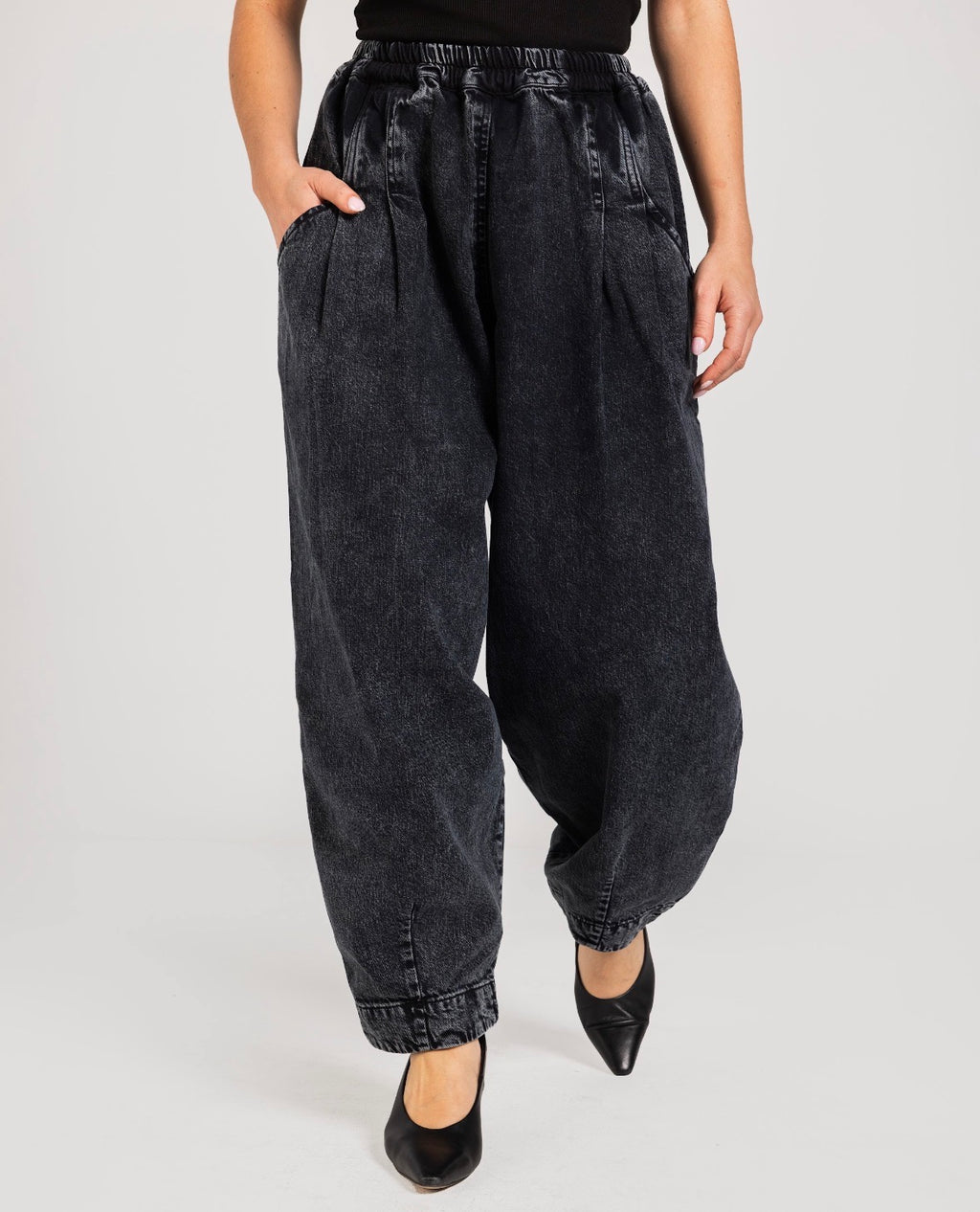 Washed Black Slouchy Everyday Denim Pants