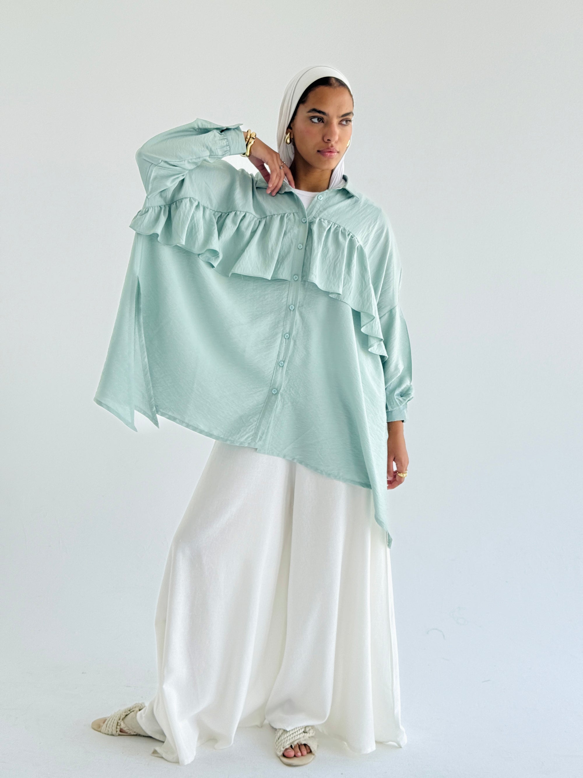 Mint Ruffled Shirt