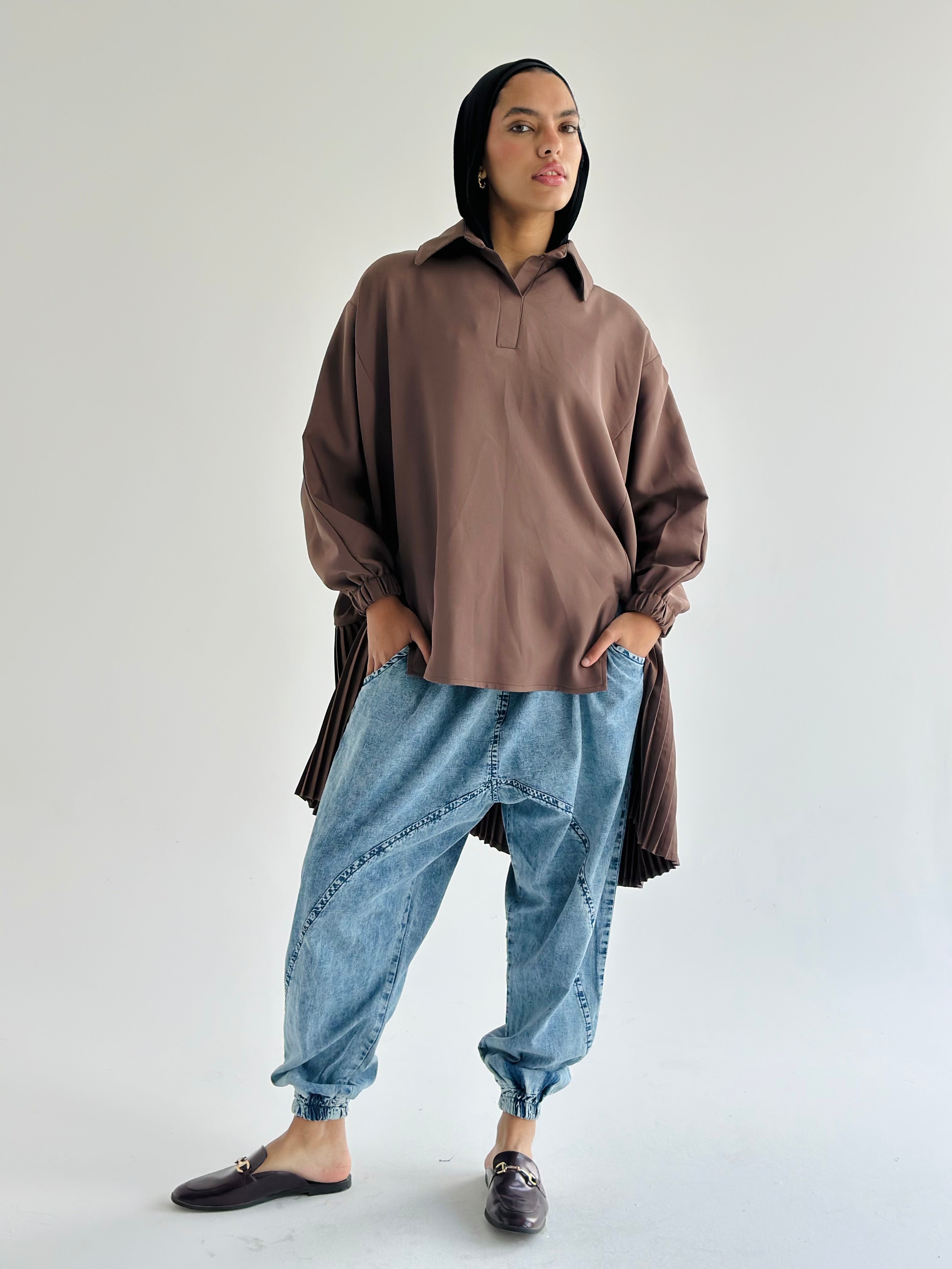 Brick Pleated Top