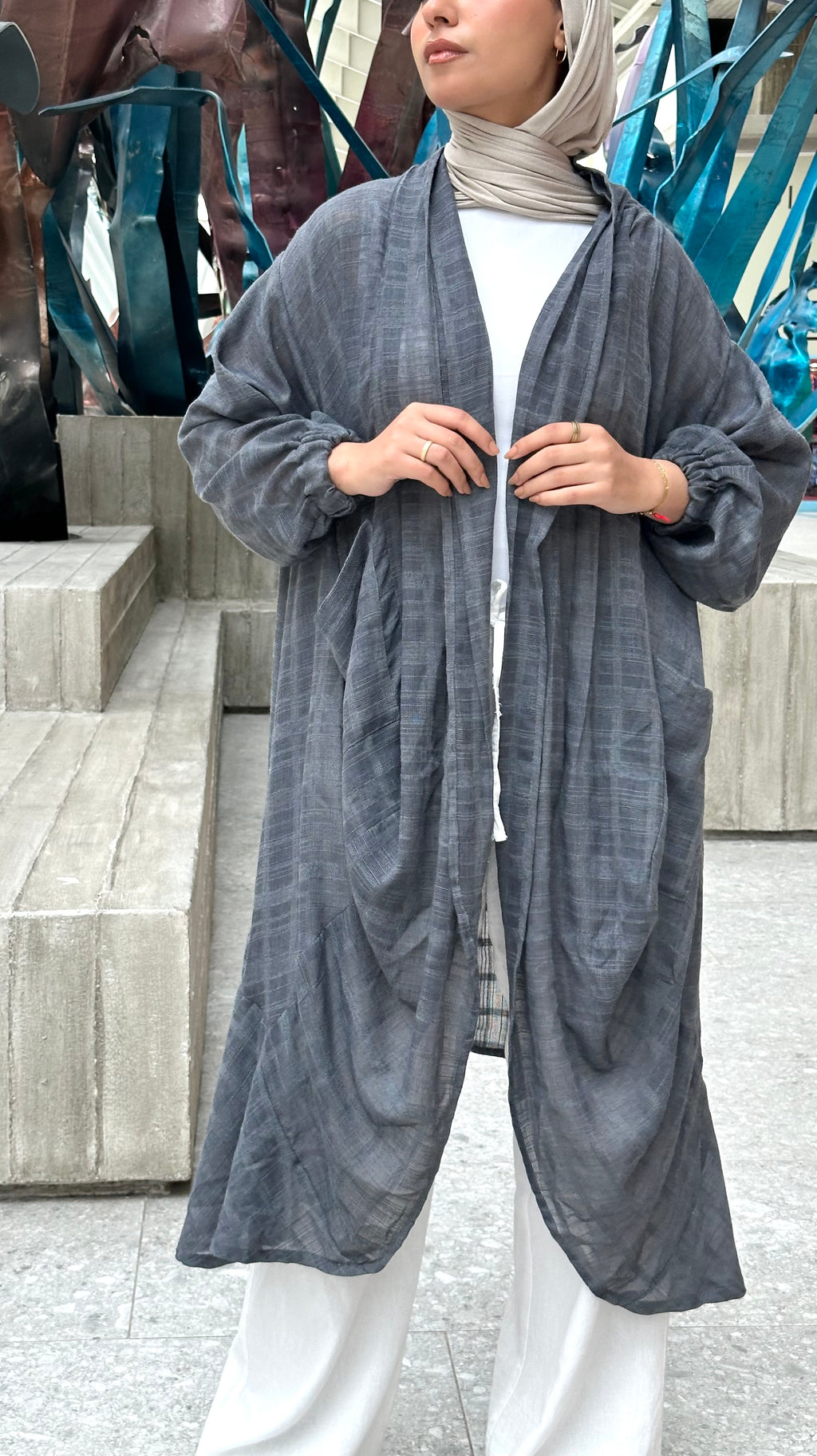 Grey Linen Voile cardigan