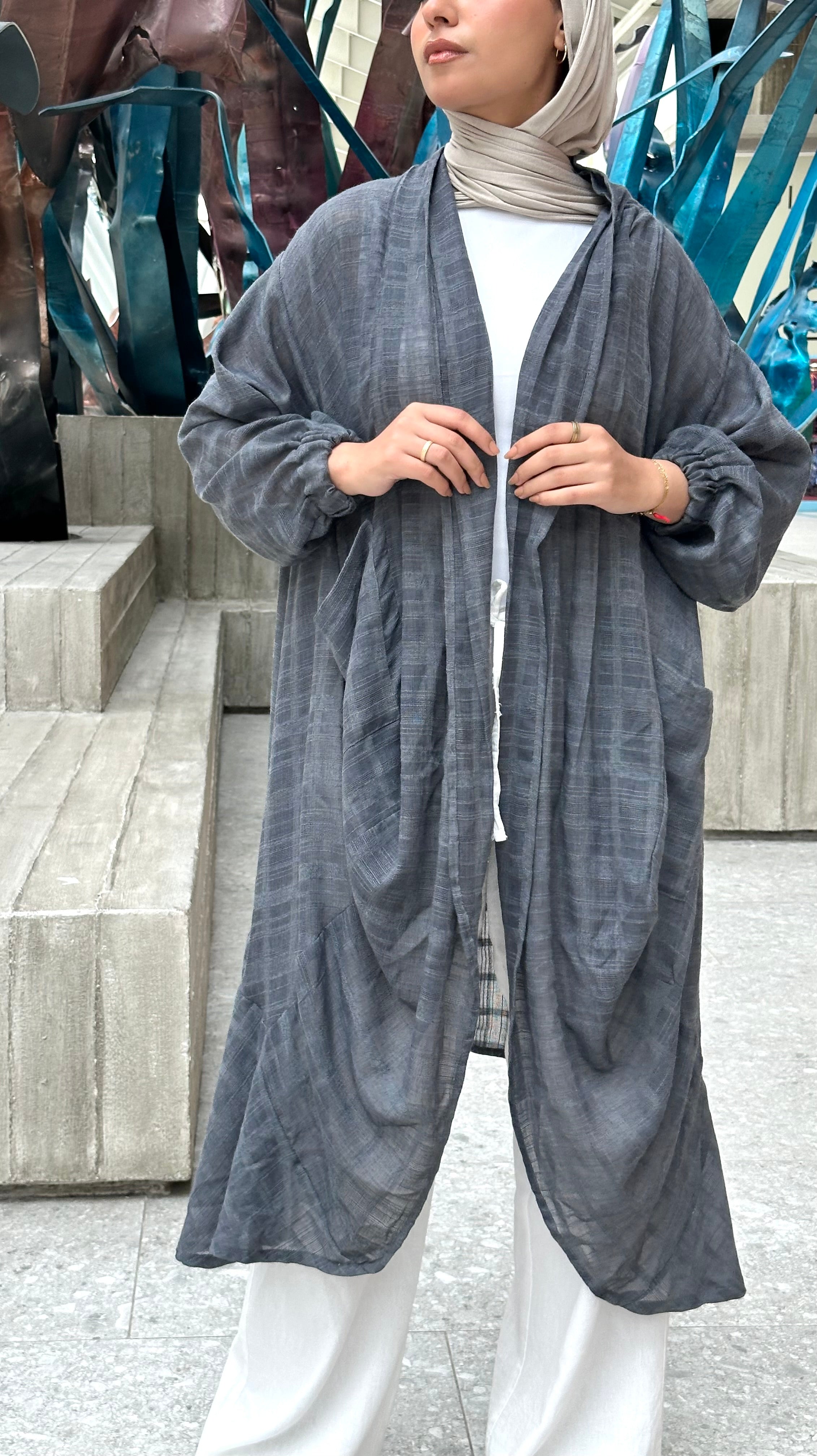 Grey Linen Voile cardigan