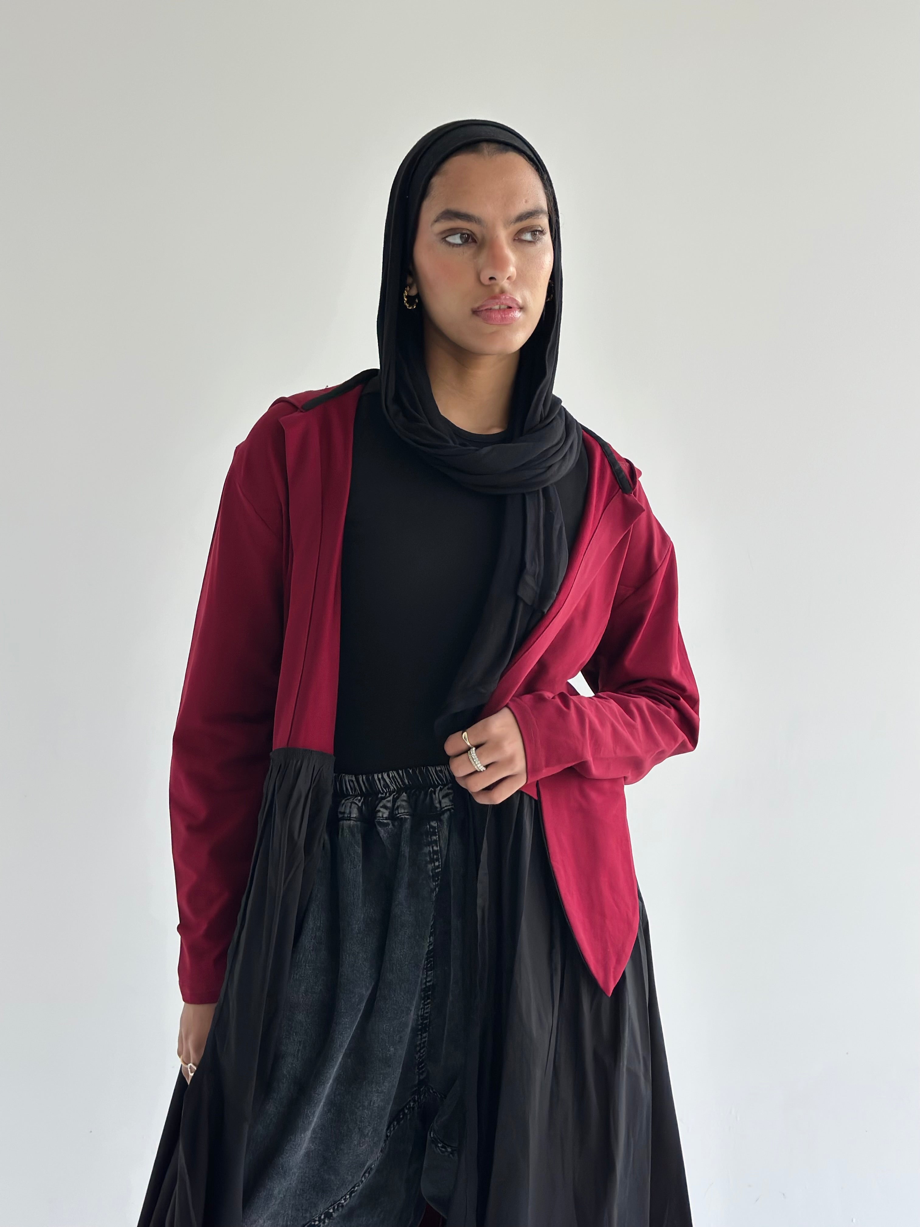 Burgundy X Black Groovy Cardigan