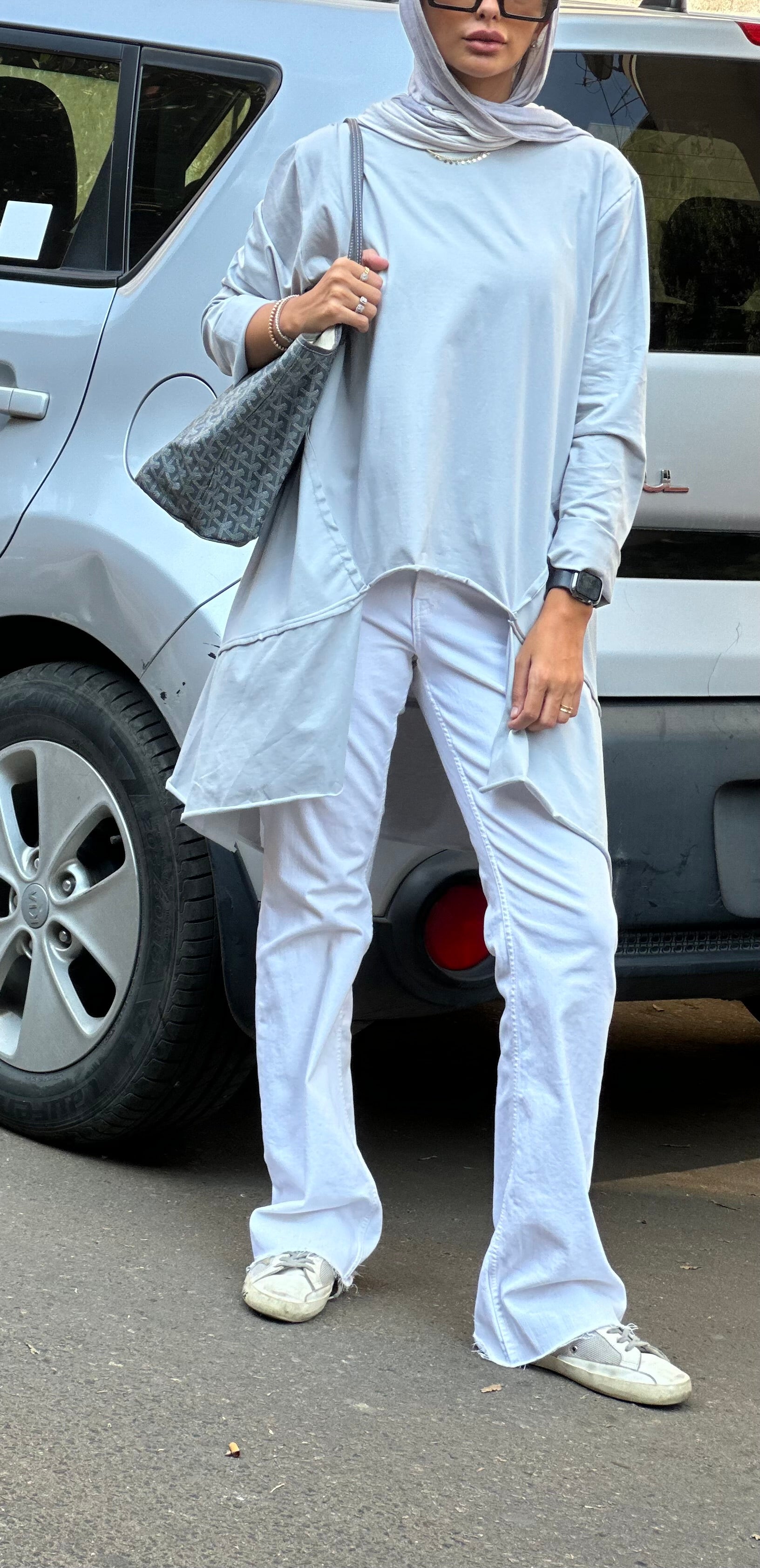 Grey  Basic Top With A Twist