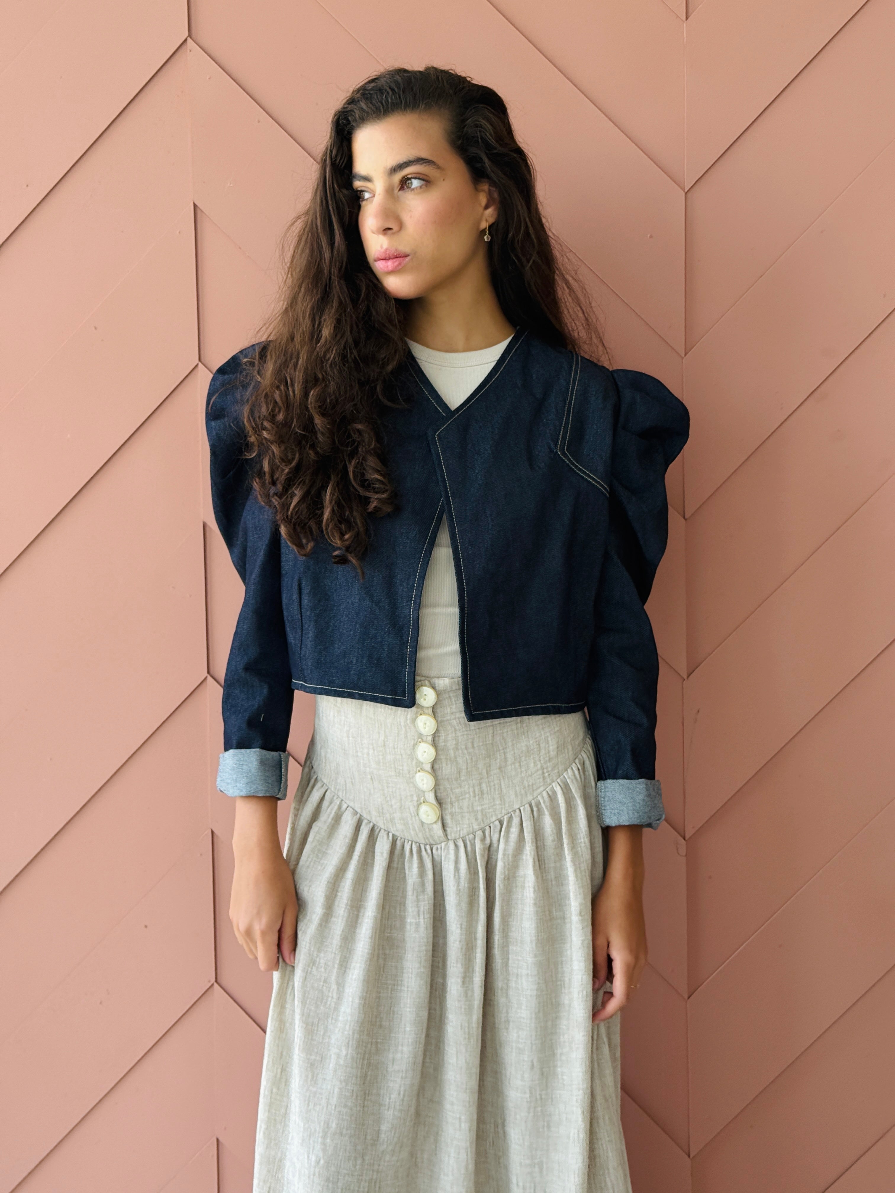 Puffed Sleeves  Denim Jacket