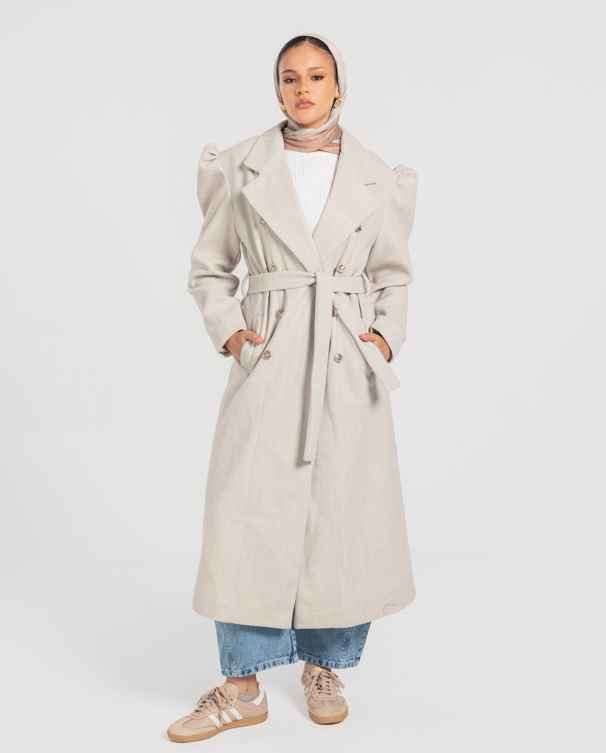 Beige Buttoned Coat