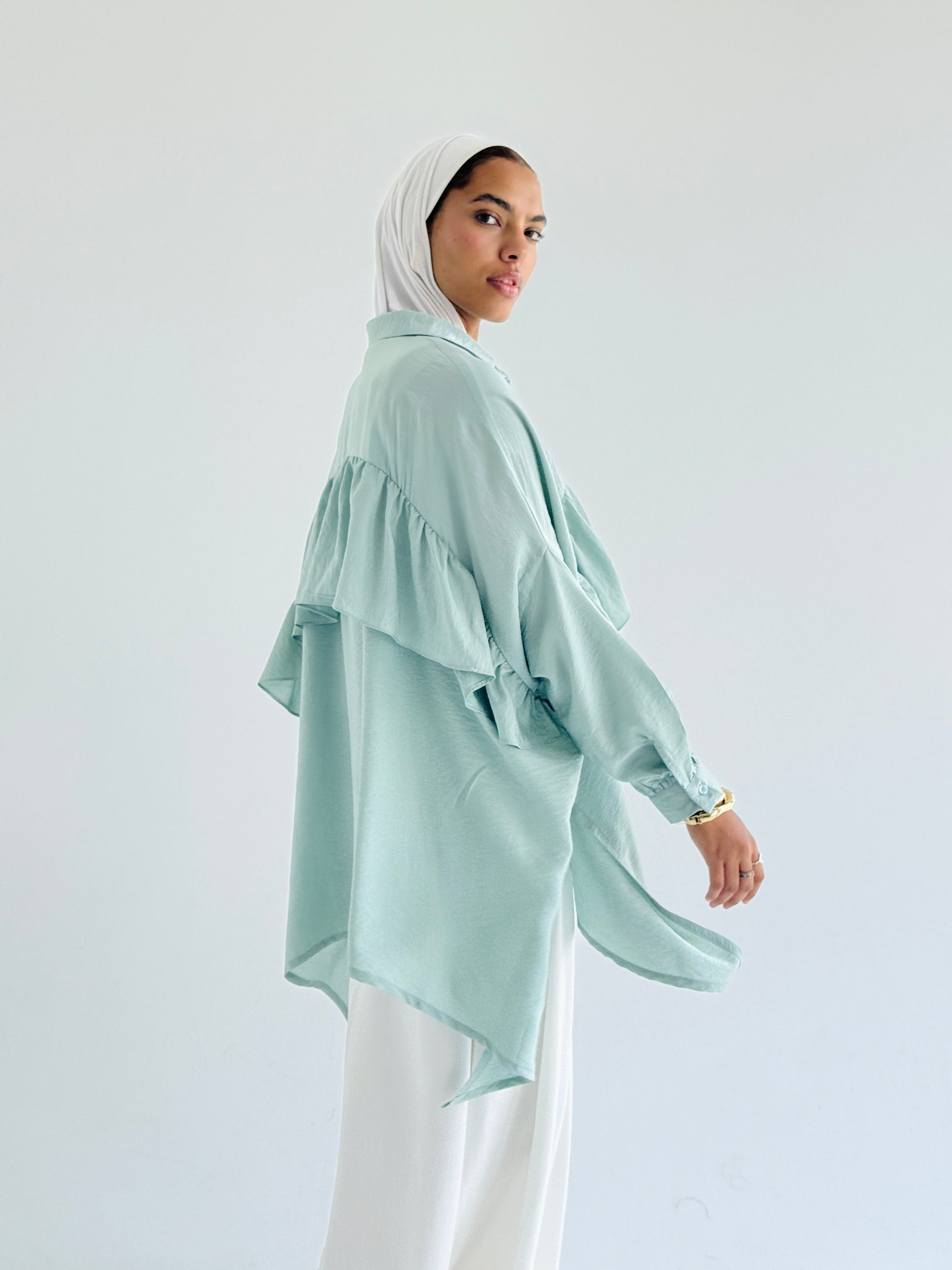 Mint Ruffled Shirt