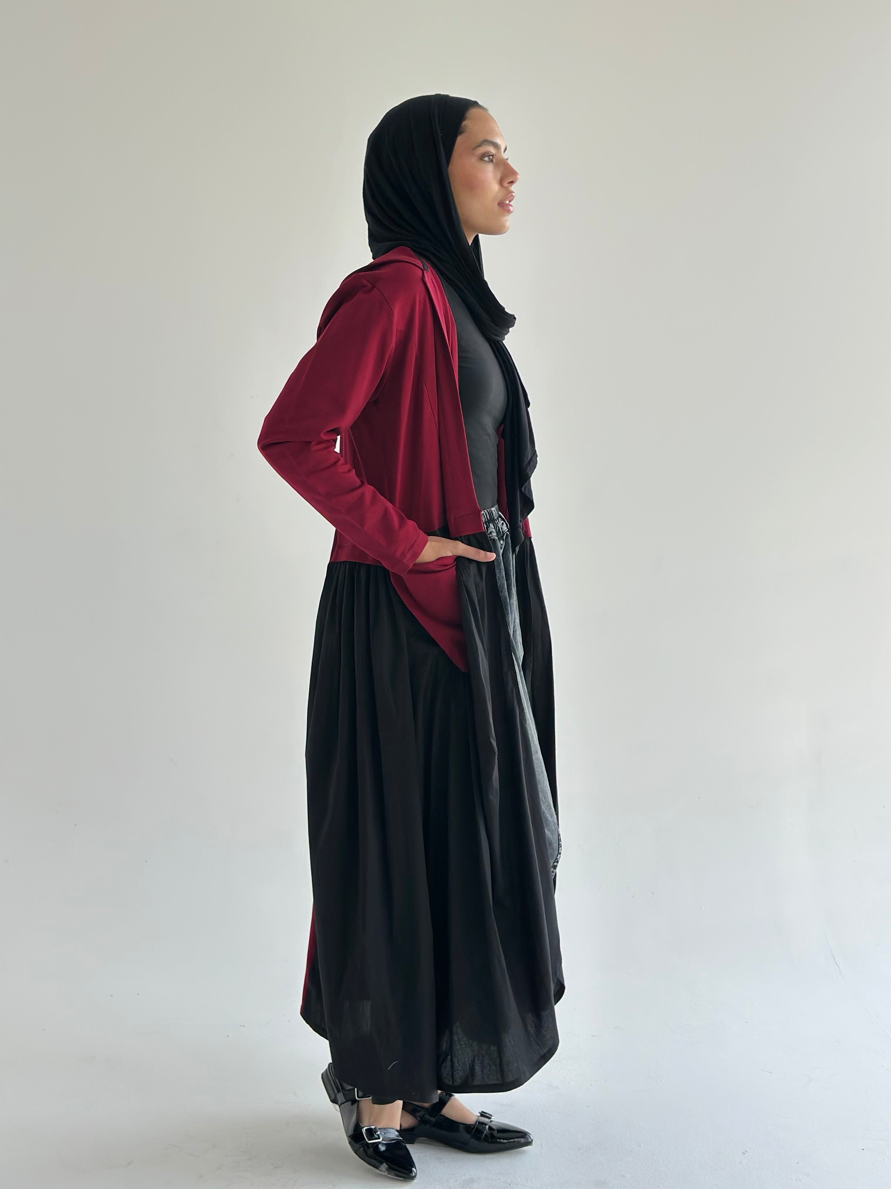 Burgundy X Black Groovy Cardigan