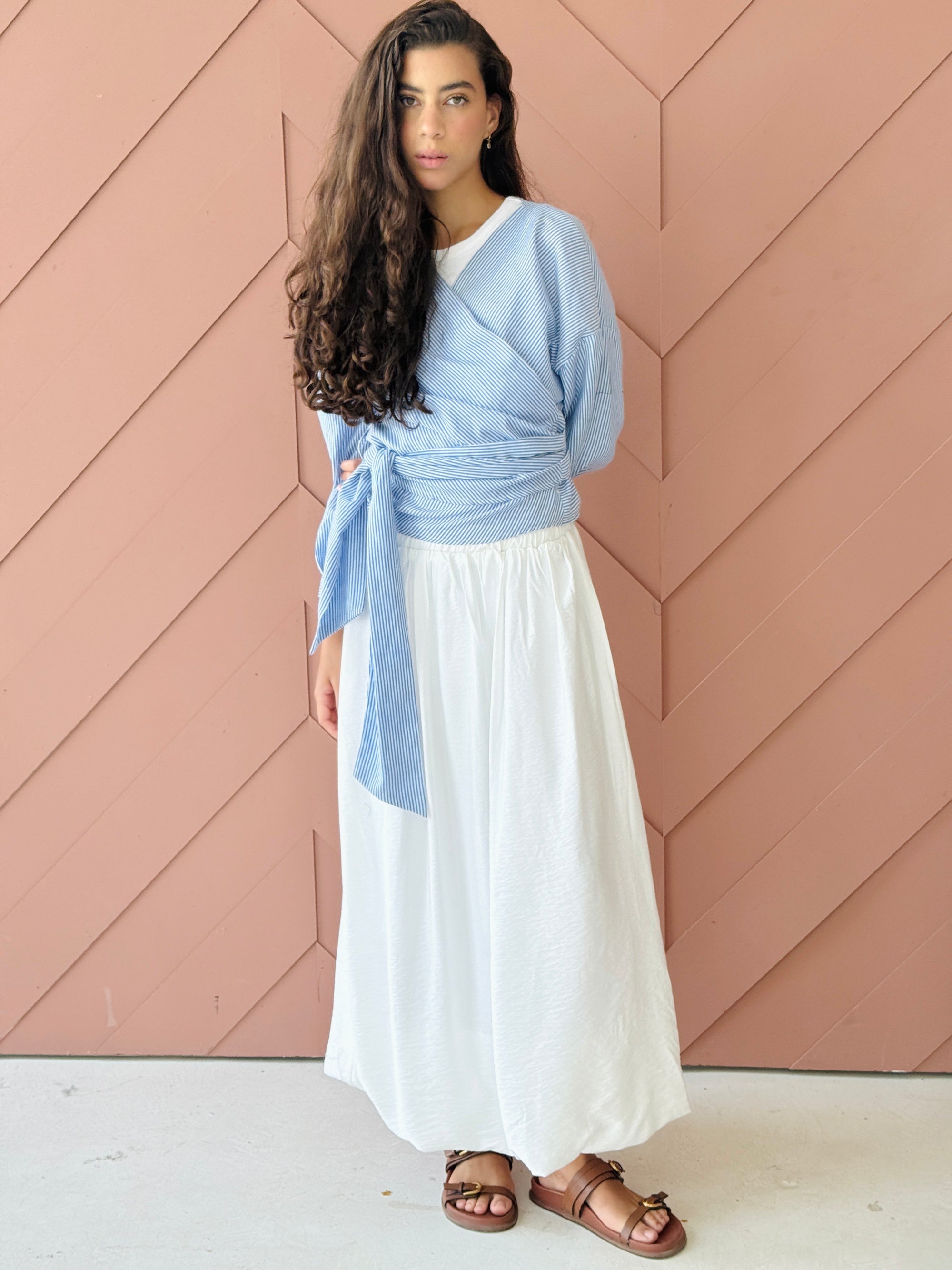 Lined Wraparound Poplin Shirt