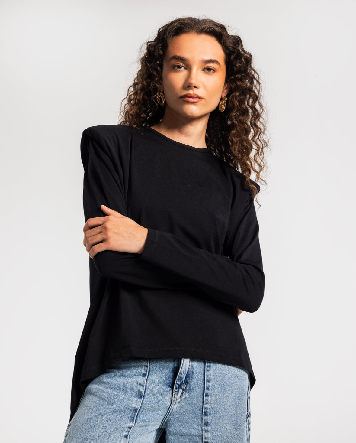 Black Bold shoulders top