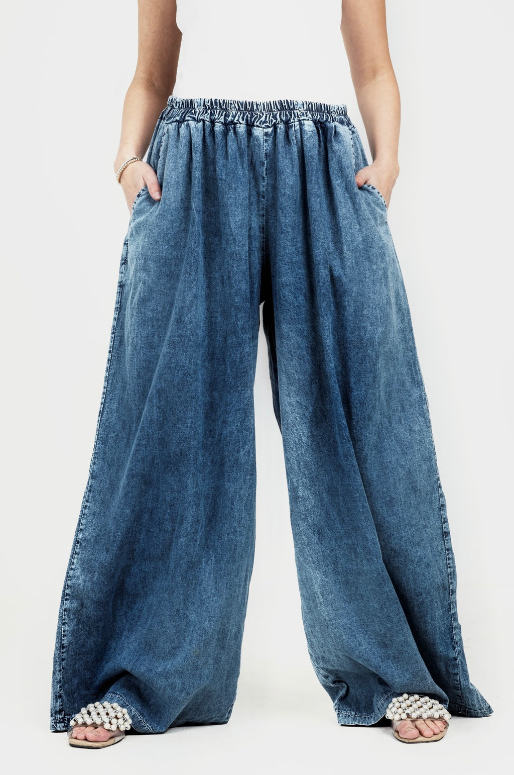 Dark Blue  Wide Leg Denim Pants