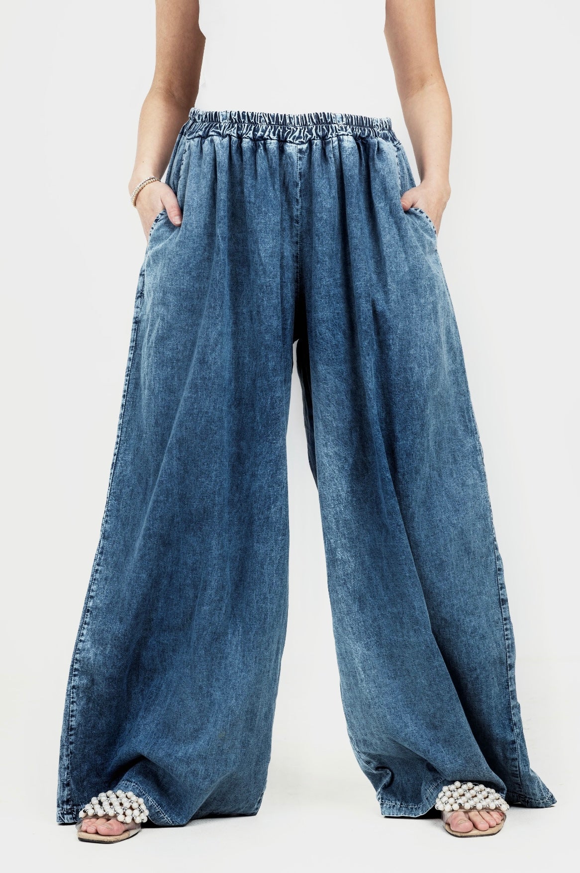 Dark Blue  Wide Leg Denim Pants