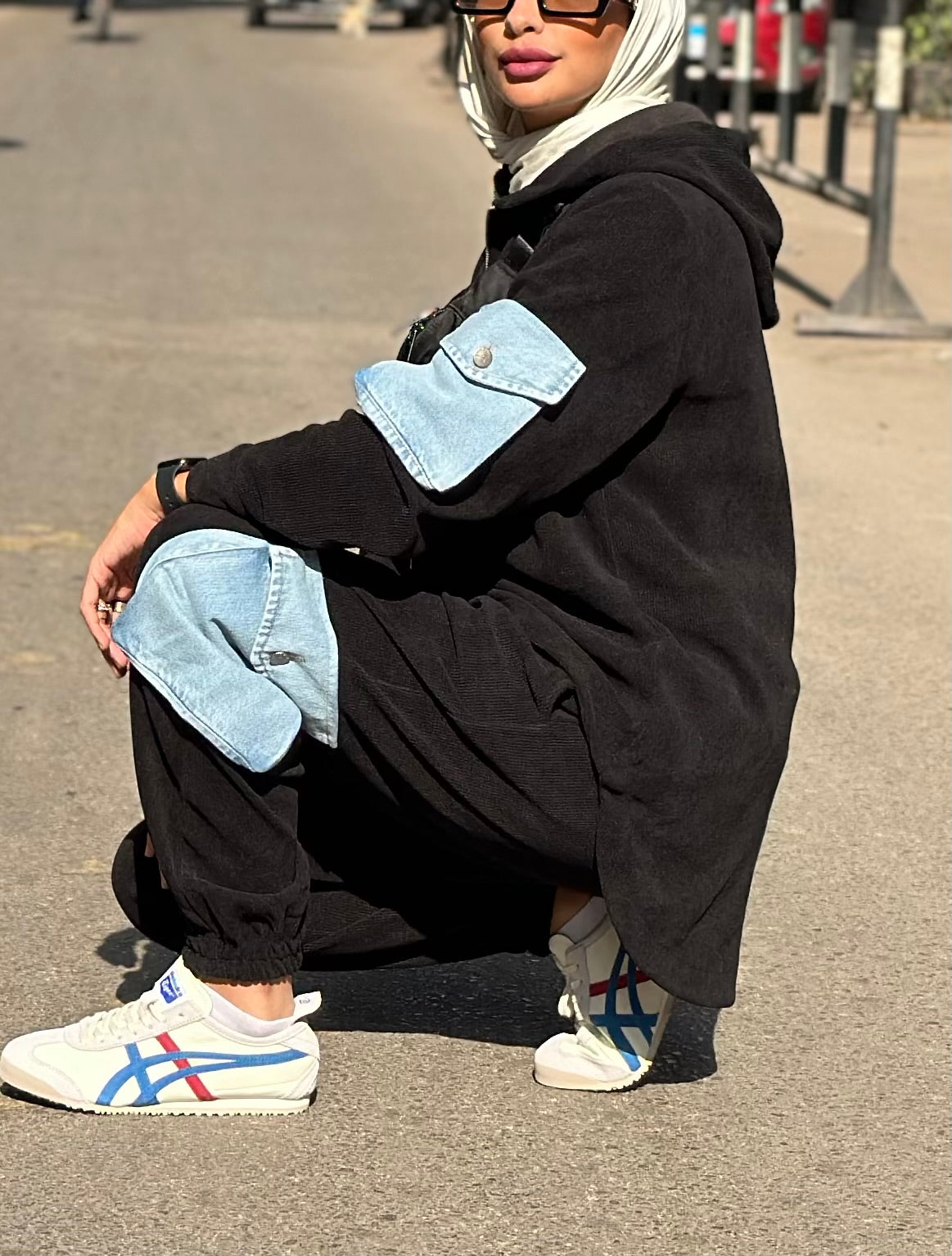 Black Cargo Denim Set