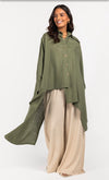 Asymmetrical Olive Linen Shirt