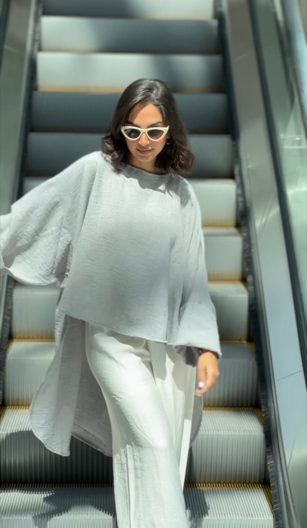 Grey  High Low Linen Top