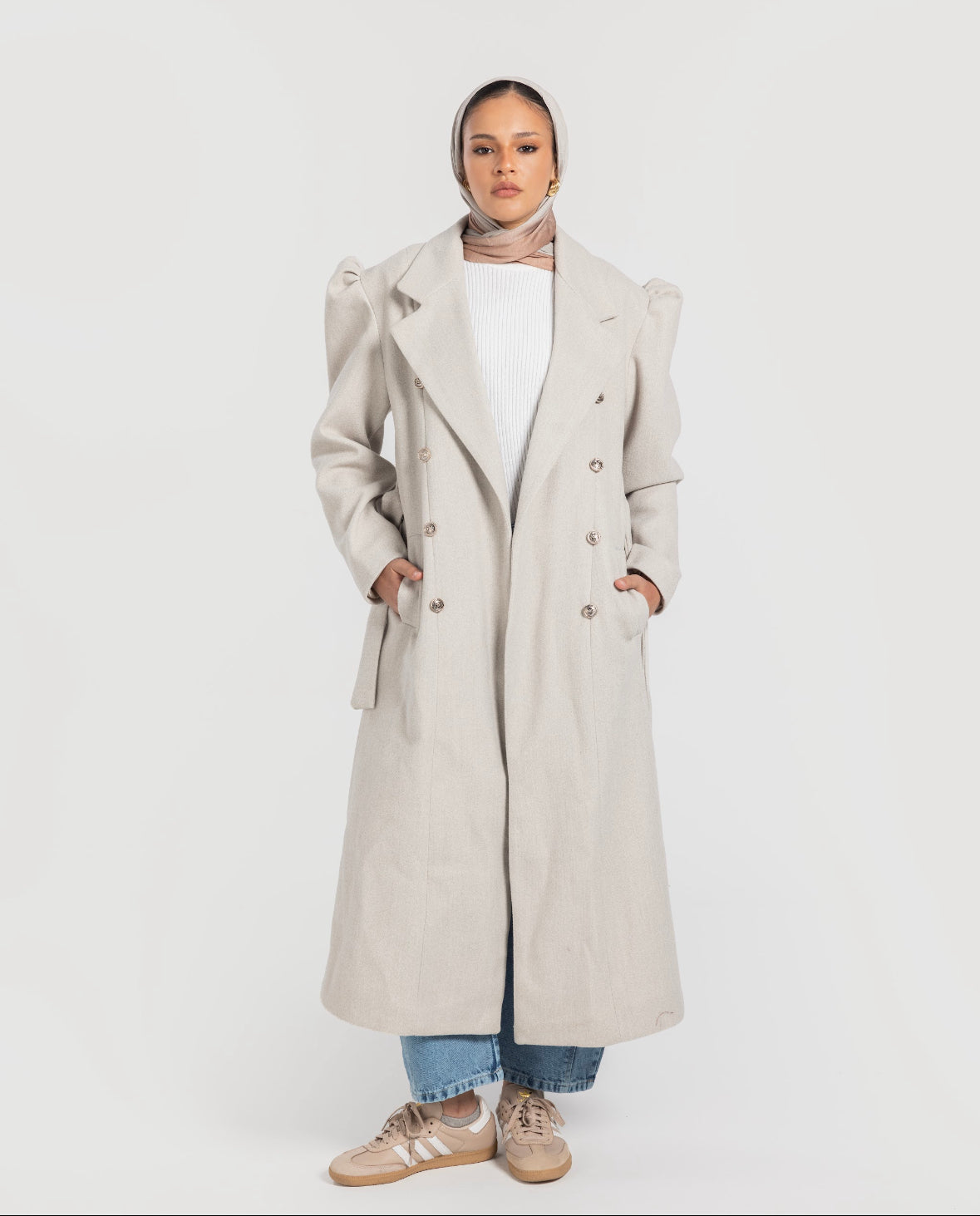 Beige Buttoned Coat