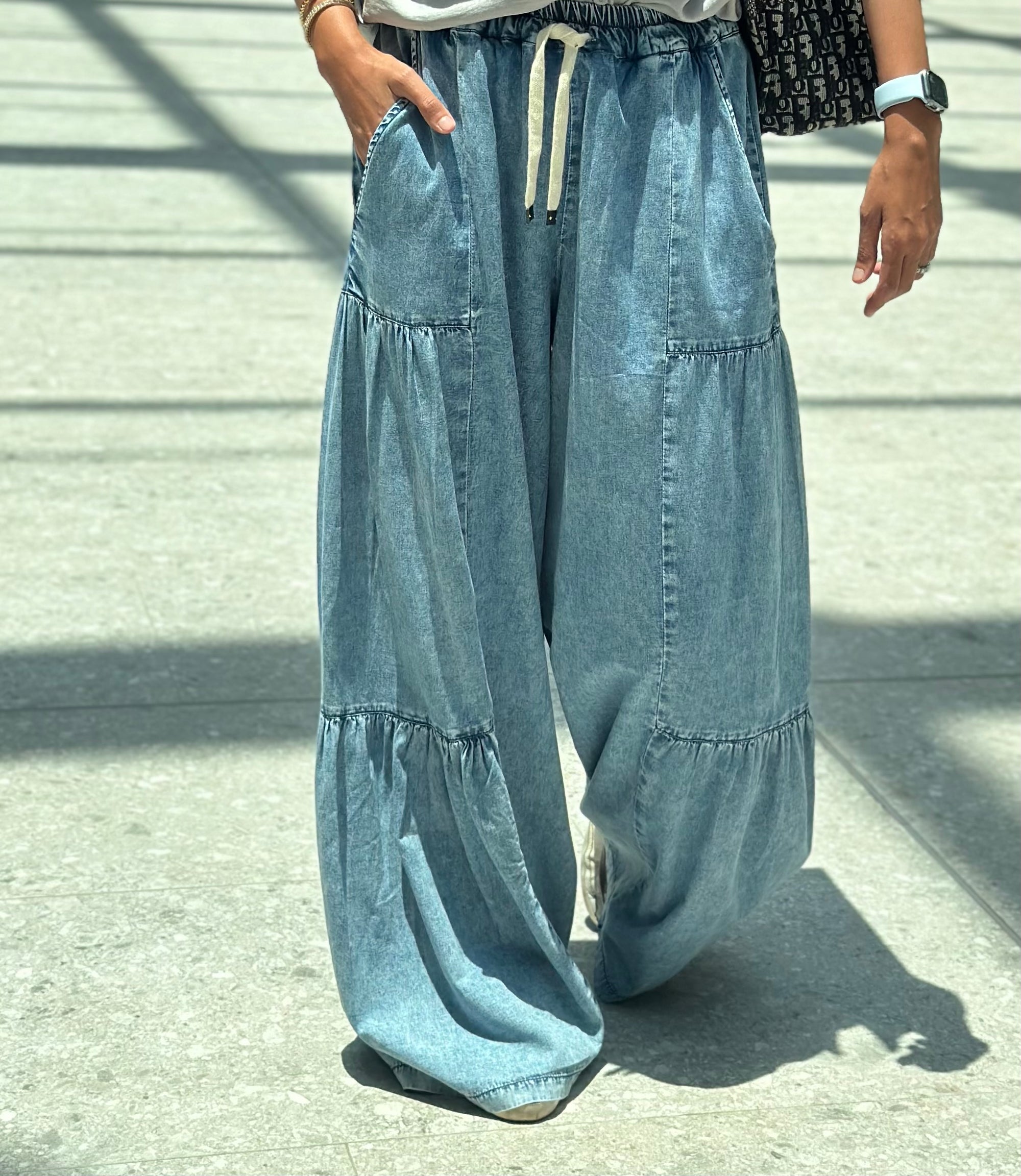 Blue Roadside Wide Leg Denim Pants