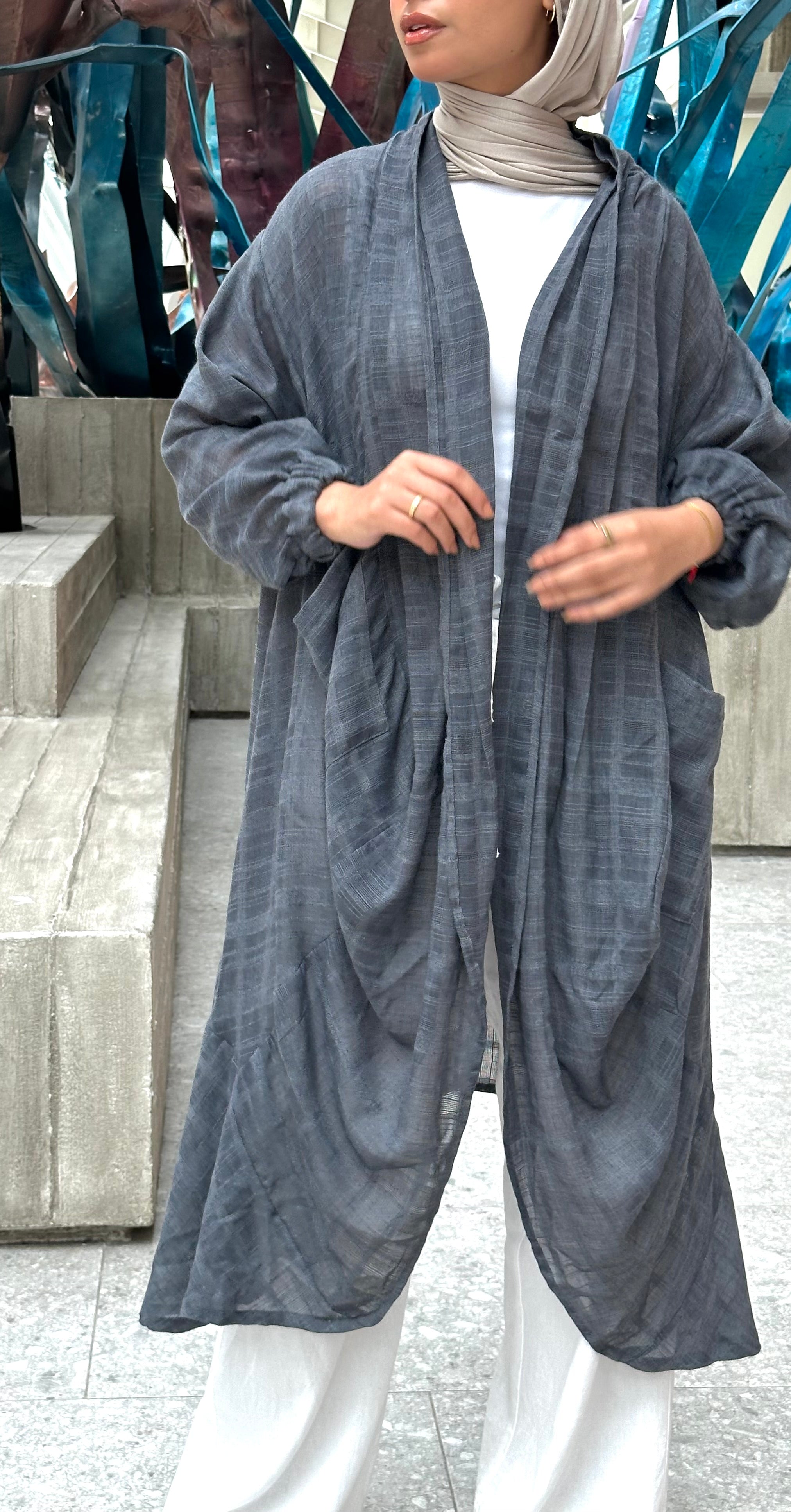 Grey Linen Voile cardigan